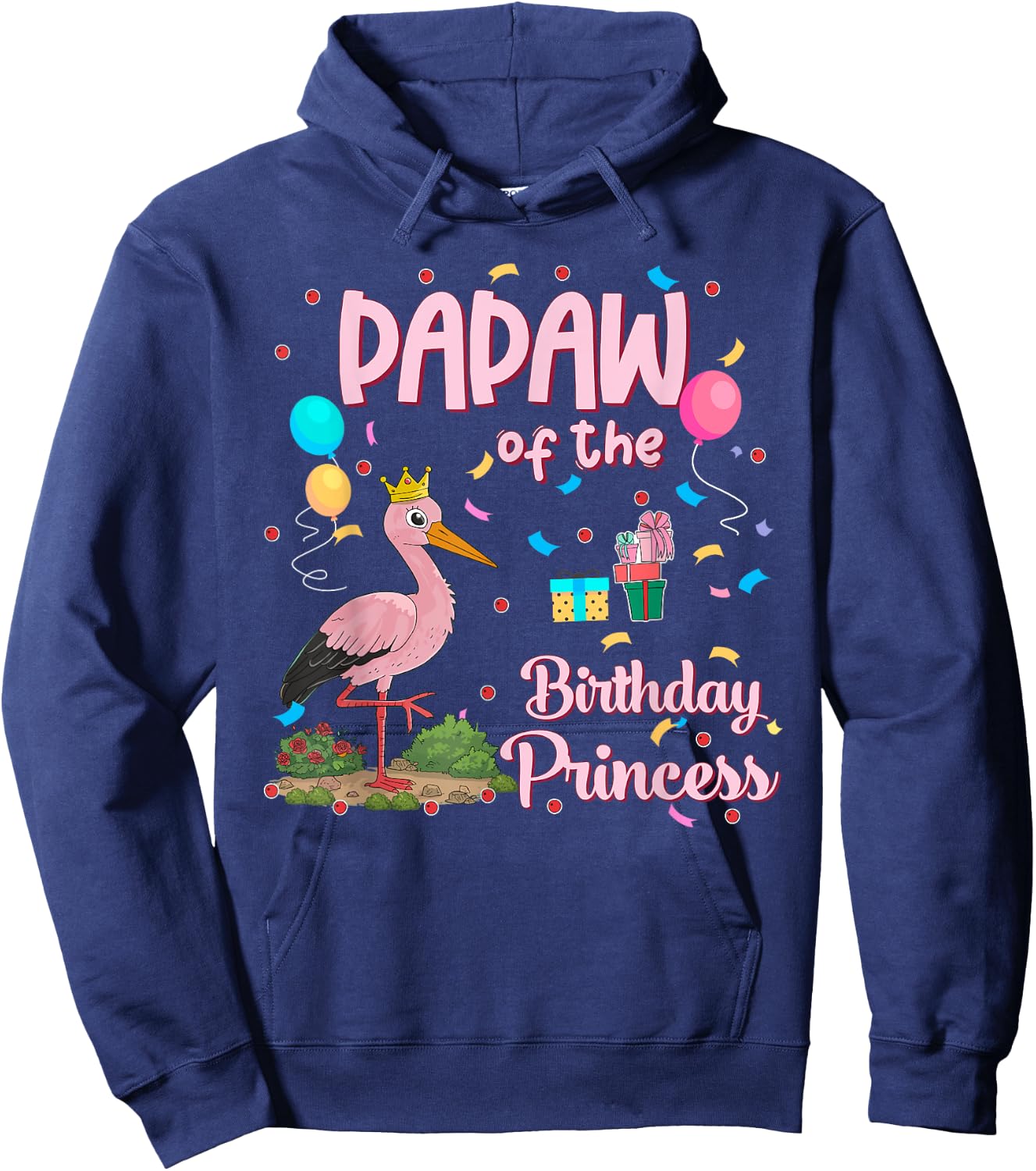 Papaw of the Birthday Princess Pink Flamingo Party Squad Hoodie - Hoodie | Navy