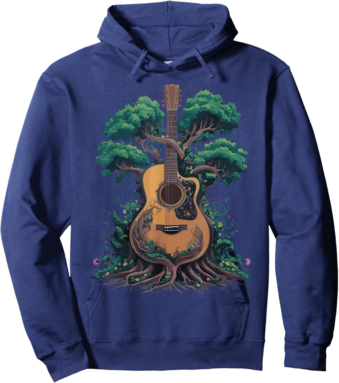 Acoustic Guitar Tree Musician Guitarist Hoodie - Hoodie | Navy