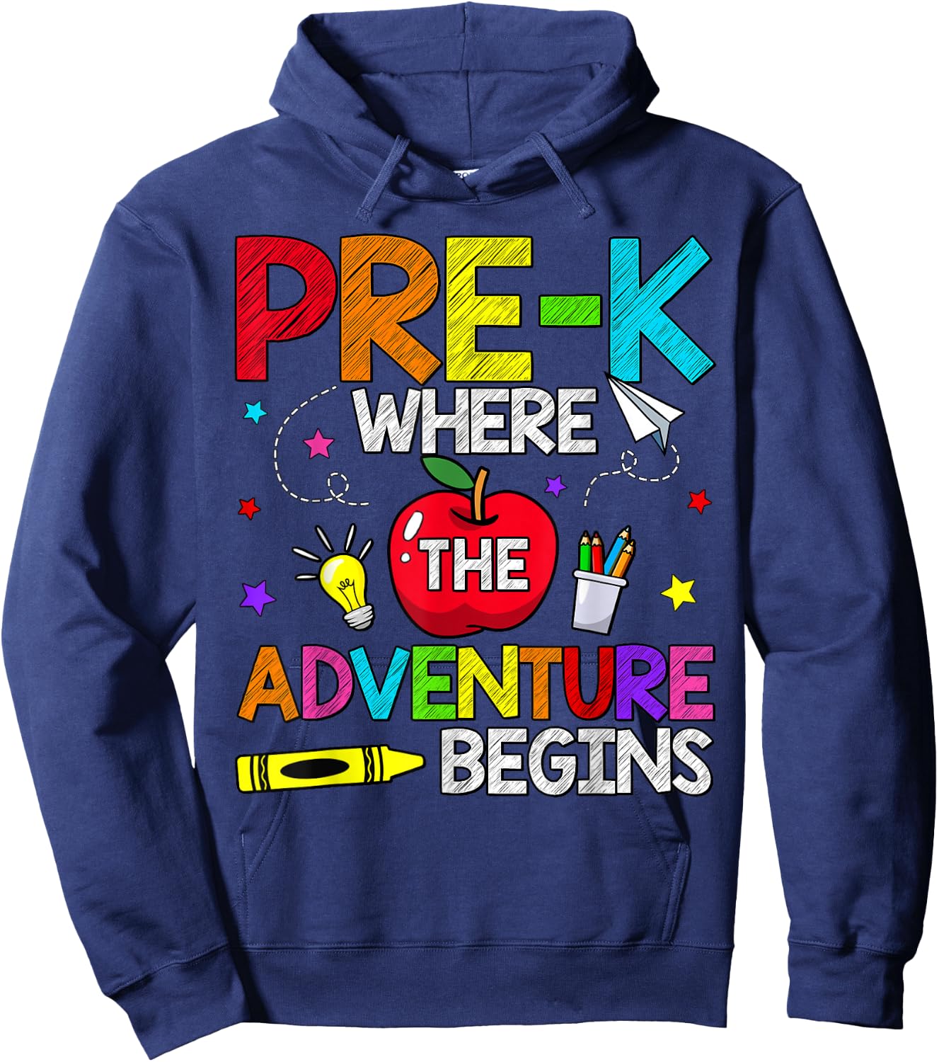 Pre-K Where The Adventure Begins Back To School Teacher Kids Hoodie - Hoodie | Navy