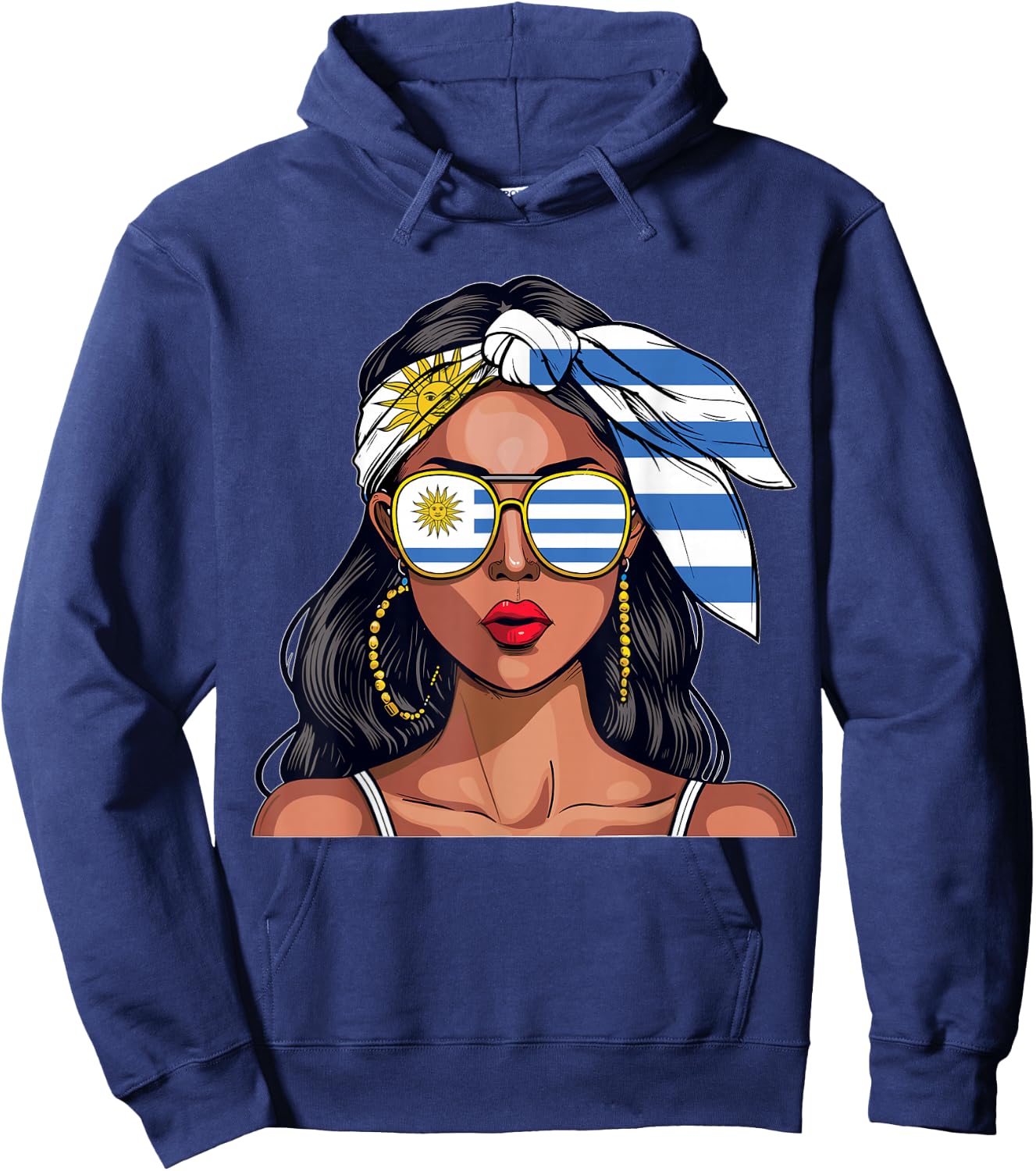 Uruguayan Souvenirs Products Woman Flag Uniform Uruguay Hoodie - Hoodie | Navy