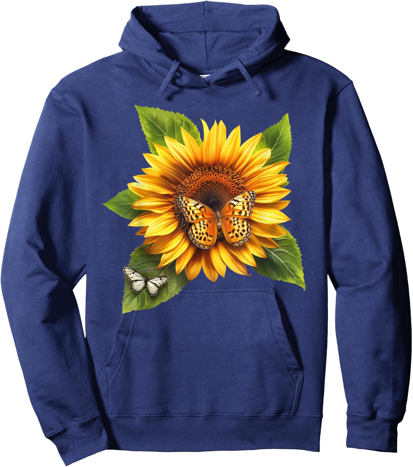 Butterfly Sunflower Floral Flower Hoodie - Hoodie | Navy