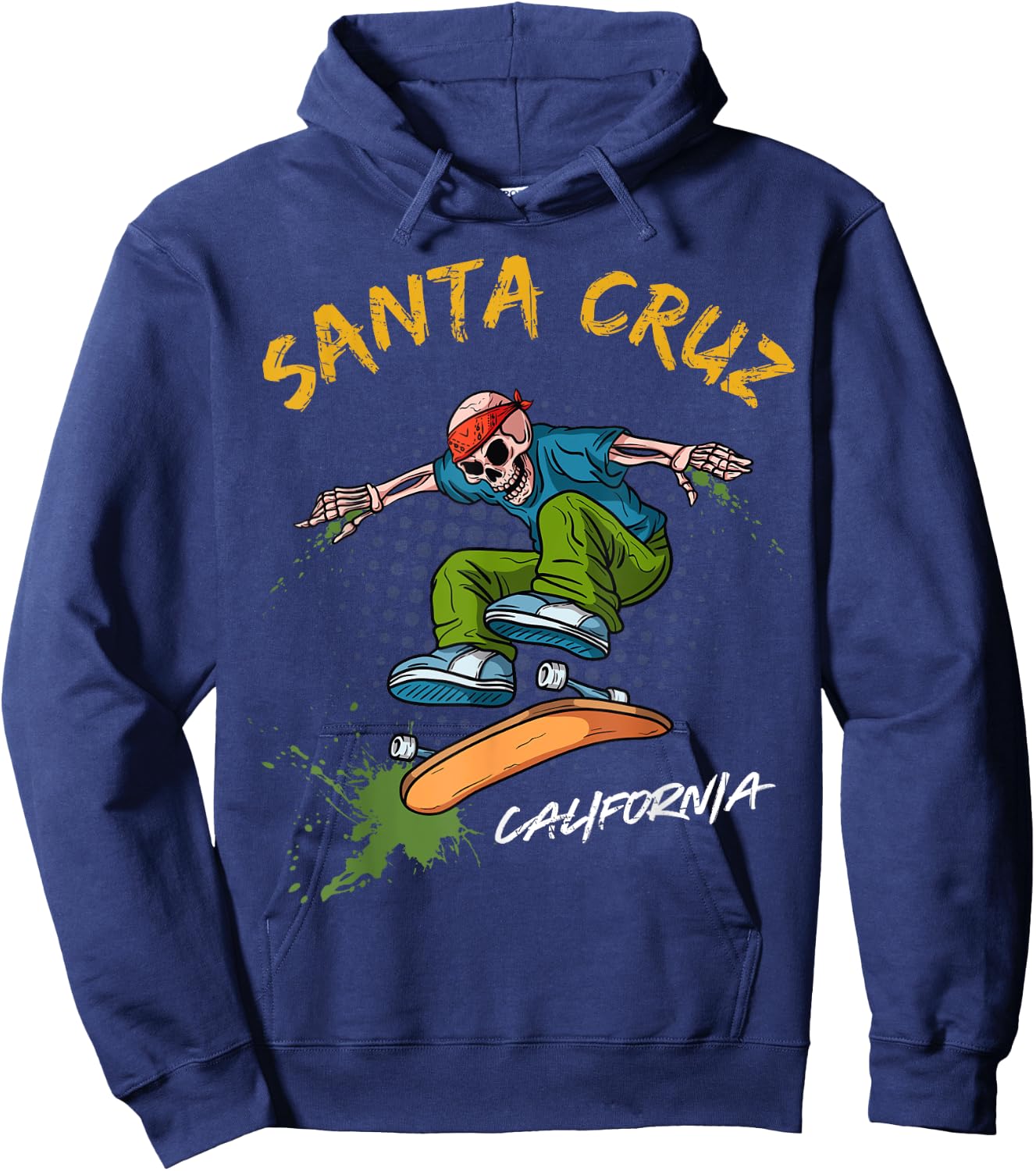 Santa-Cruz Skeleton Skateboard Beach Funny Halloween men Hoodie - Hoodie | Navy