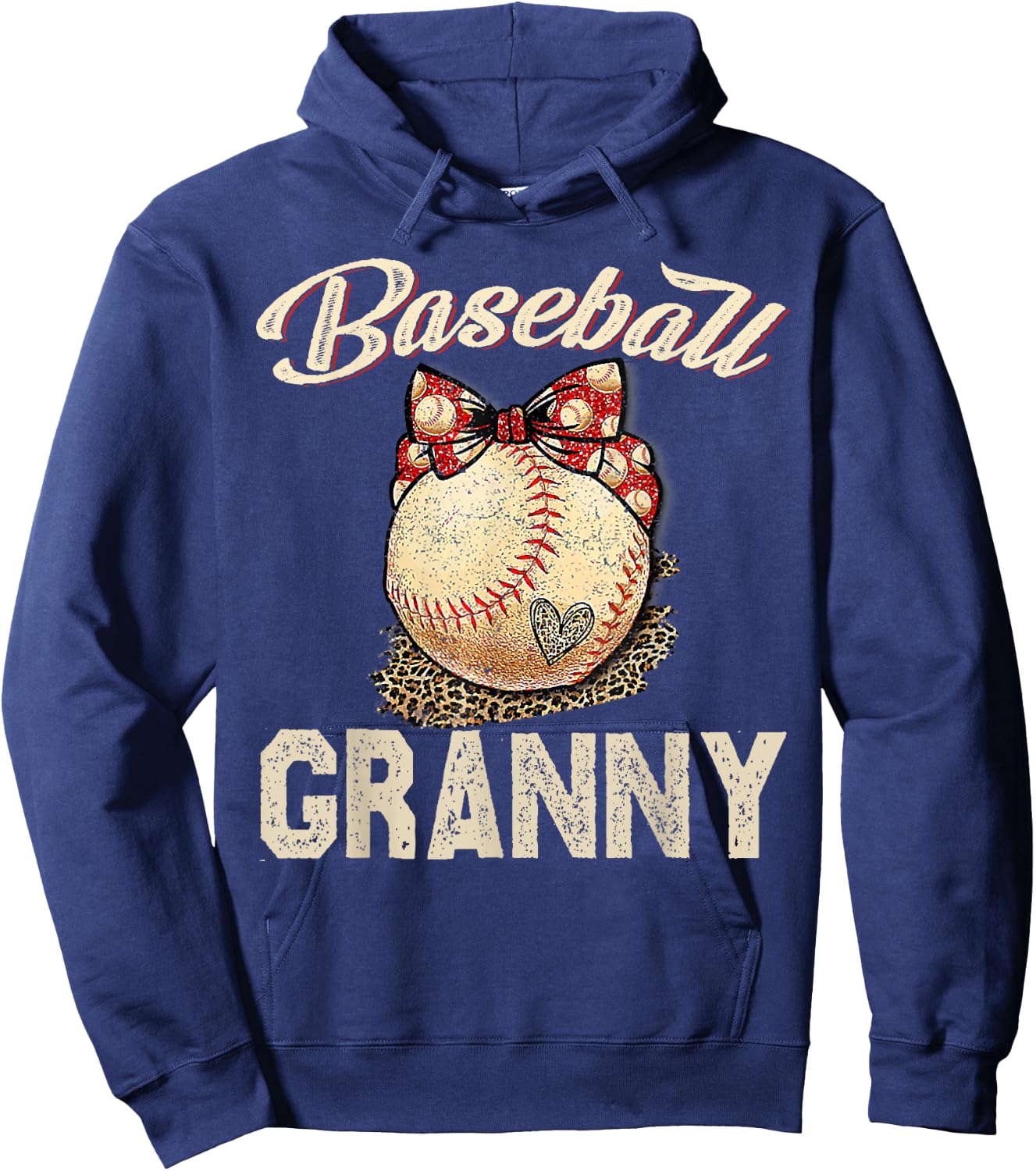 Softball Baseball Granny Shirt Leopard Mother's Day Gifts Hoodie - Hoodie | Navy