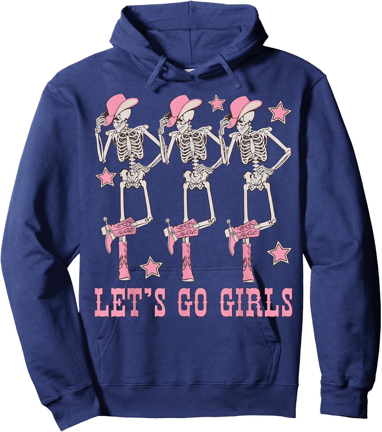 Let's Go Girls Dancing Skeleton Cowgirl Bachelorette Party Hoodie - Hoodie | Navy