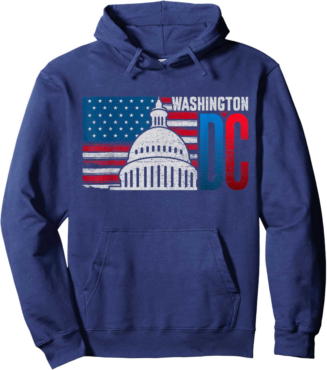 Washington DC Capitol Hill American Flag USA Pride Souvenir Hoodie - Hoodie | Navy