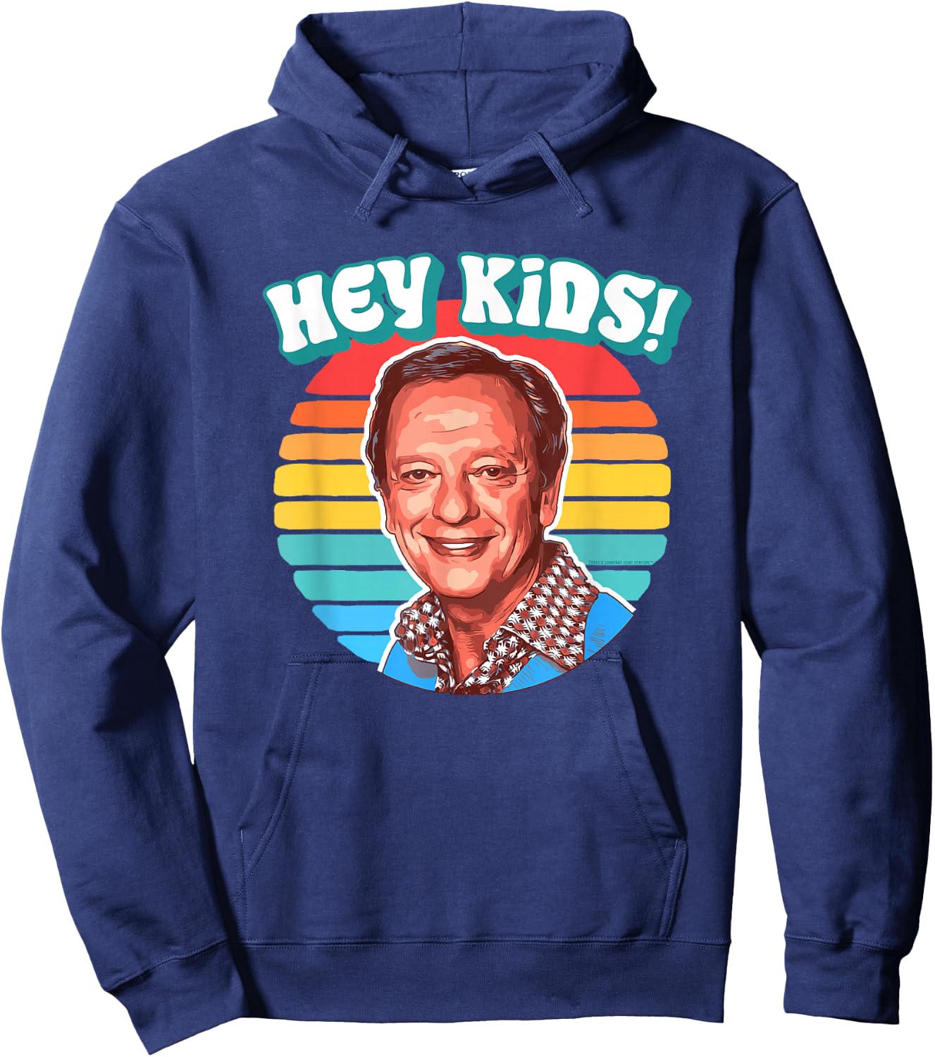 Hey Kids! Funny Mr Furley Three's Company Retro Eighties Hoodie - Hoodie | Navy