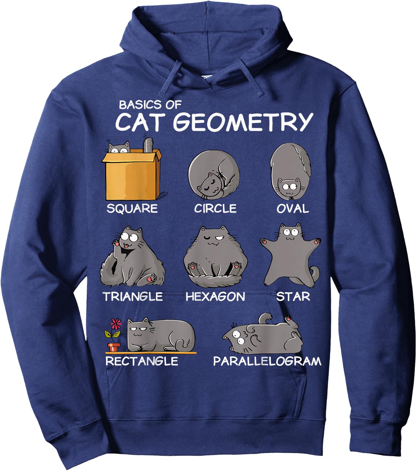 Cat Geometry Math Funny Cat Gifts For Cat Dad, Cat Mom, Kids , Small, Black Hoodie - Hoodie | Navy