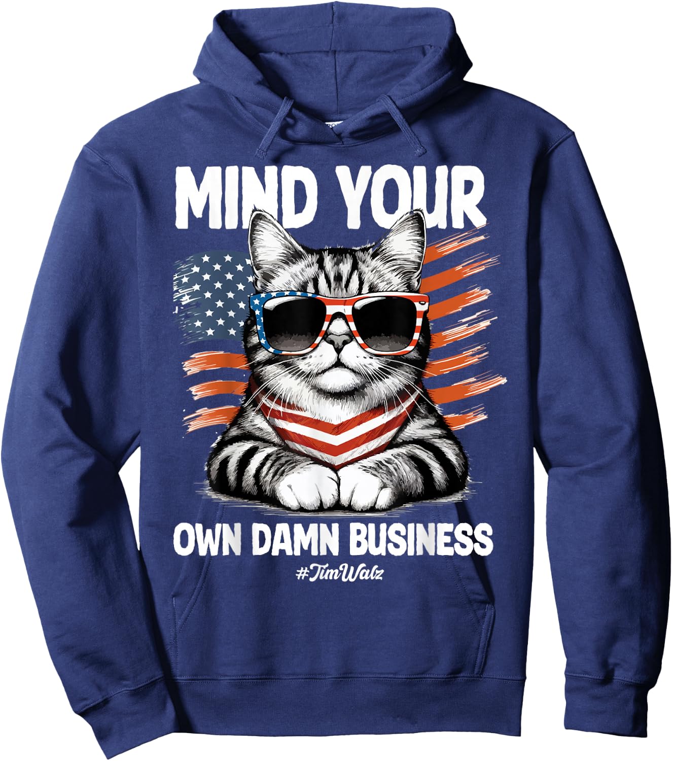 Walz Mind Your Own Damn Business Harris Waltz Cat Lady Hoodie - Hoodie | Navy