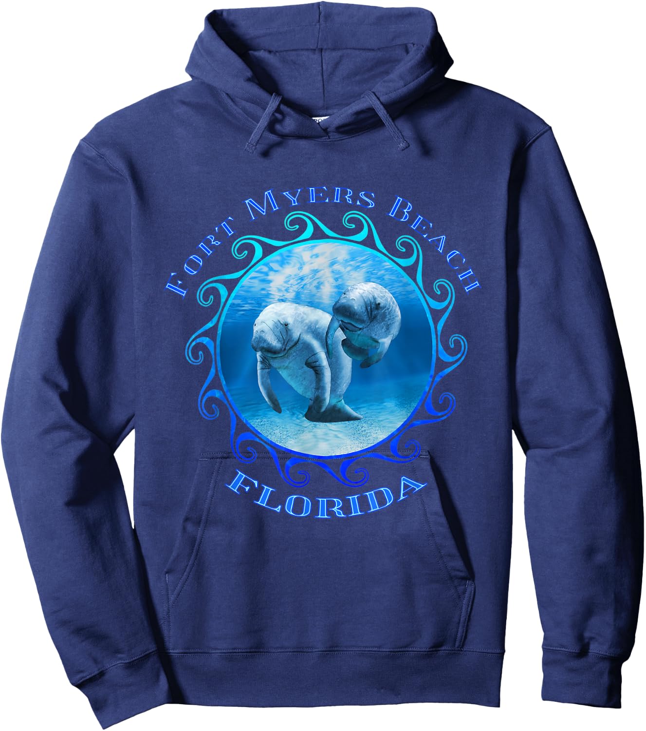 Fort Myers Beach Florida Vacation Swimming Manatees Hoodie - Hoodie | Navy