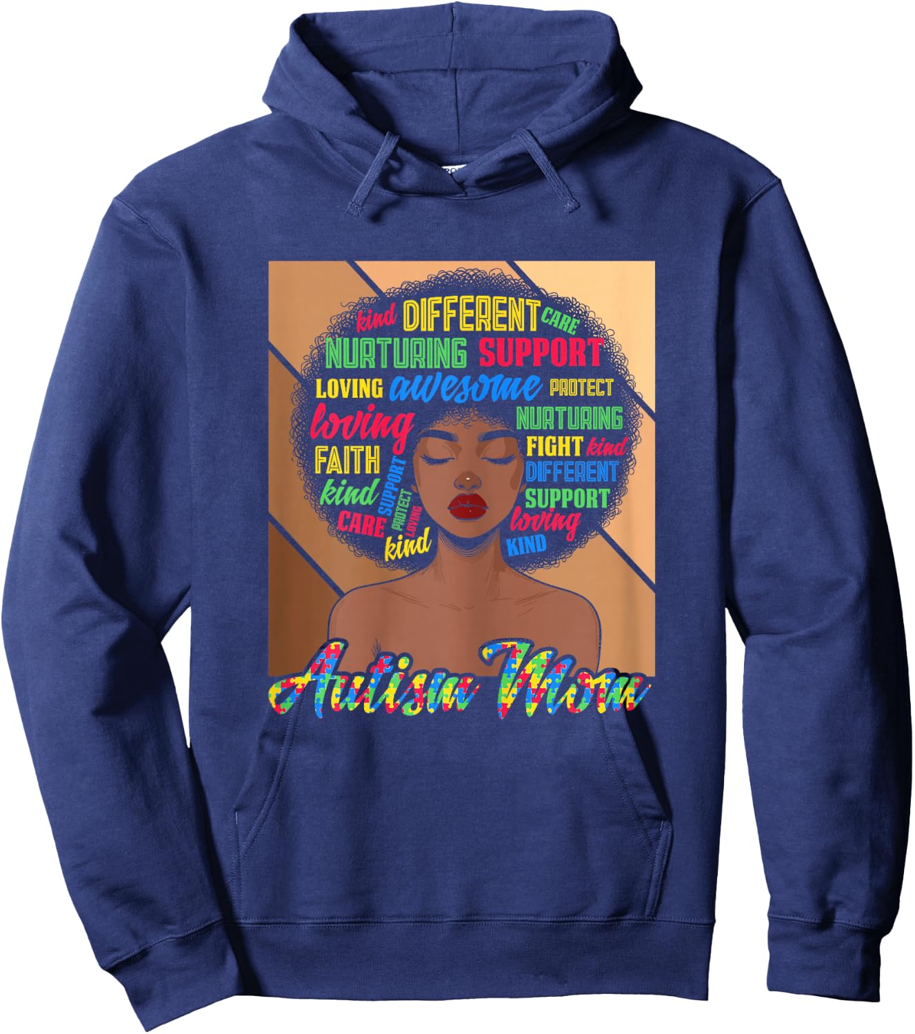 Autism Mom black women autism awareness for mom Melanin Hoodie - Hoodie | Navy