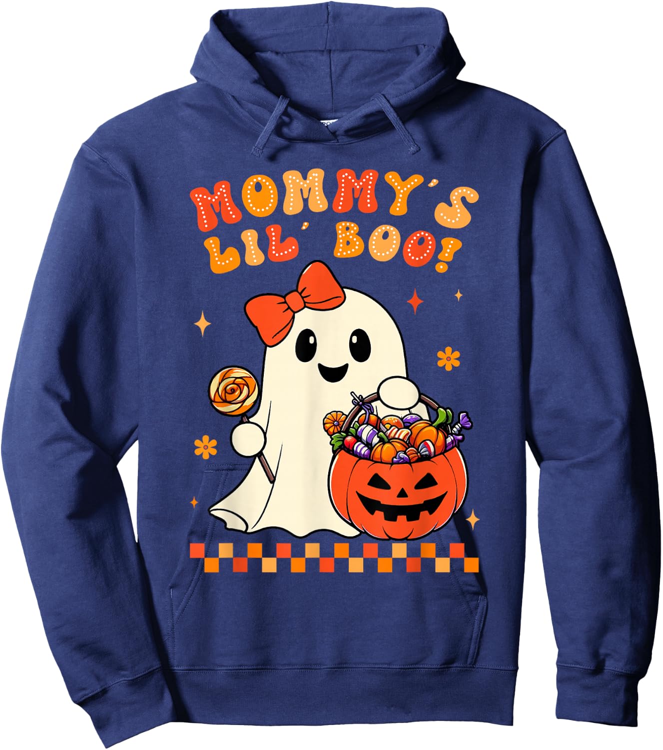 Groovy Halloween Ghost Mommys Lil Boo Girls Kids Toddler Hoodie - Hoodie | Navy