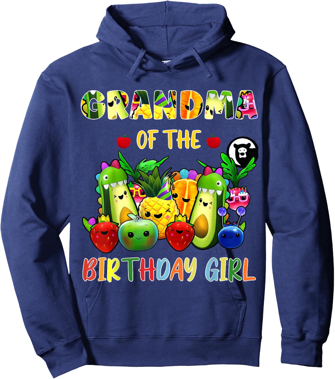Grandma Of The Birthday Girl Family Fruit Birthday Hey Bear Hoodie - Hoodie | Navy
