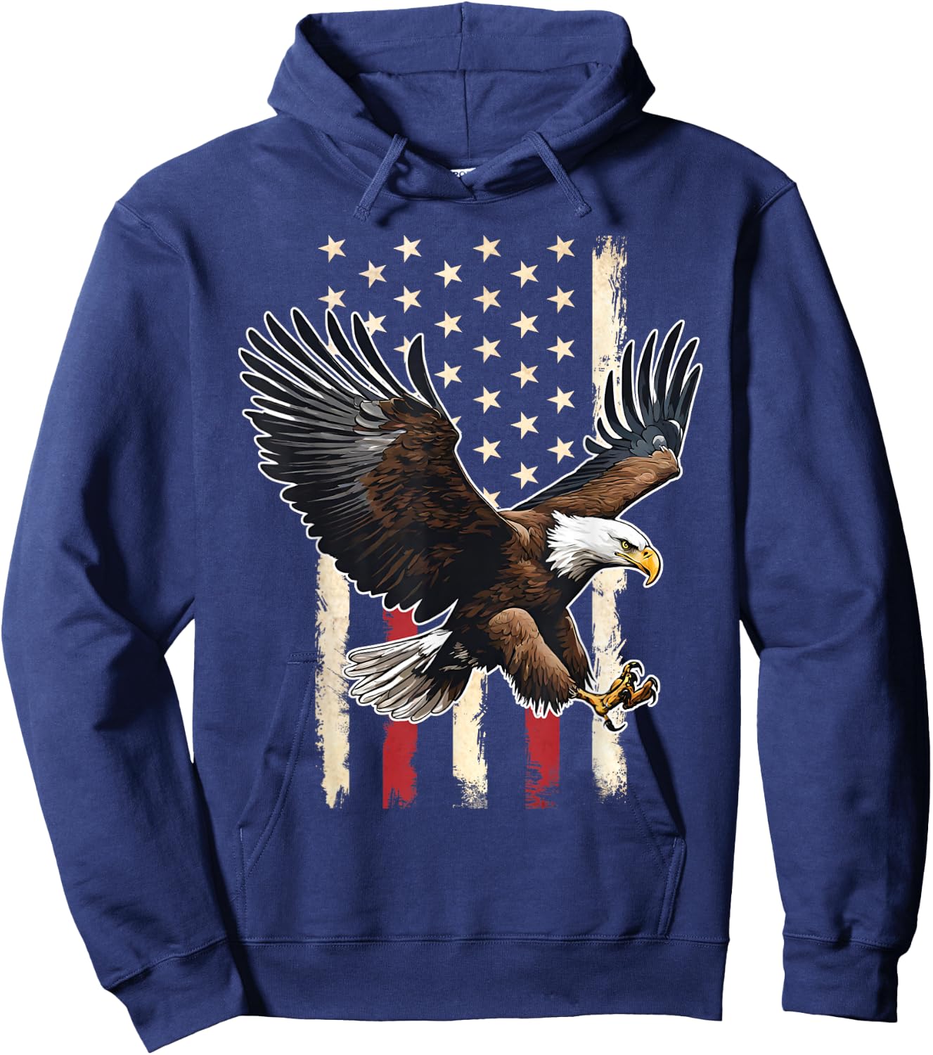 Vintage Bald Eagle American flag 4th Of July Boys Patriotic Hoodie - Hoodie | Navy