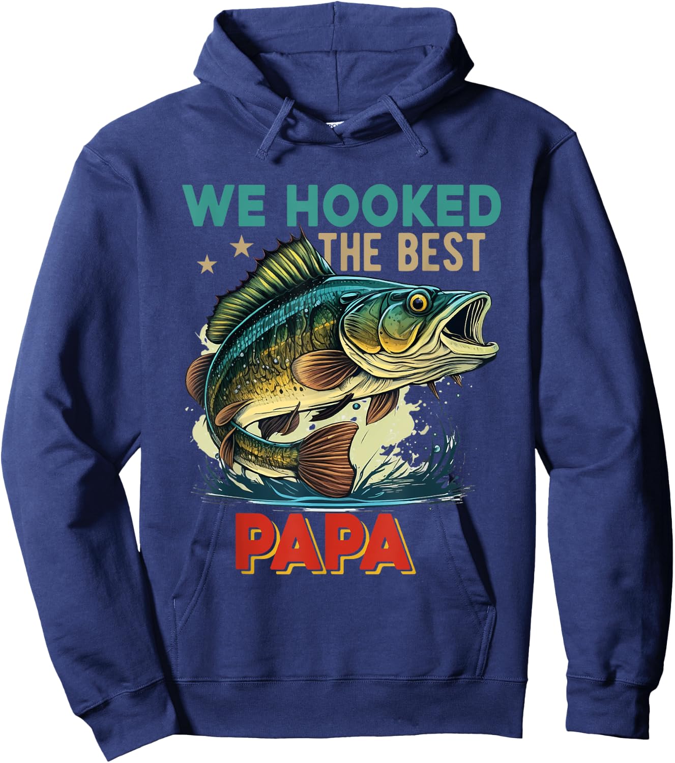 Vintage Retro We Hooked The Best Papa Father's Day Fisher Hoodie - Hoodie | Navy