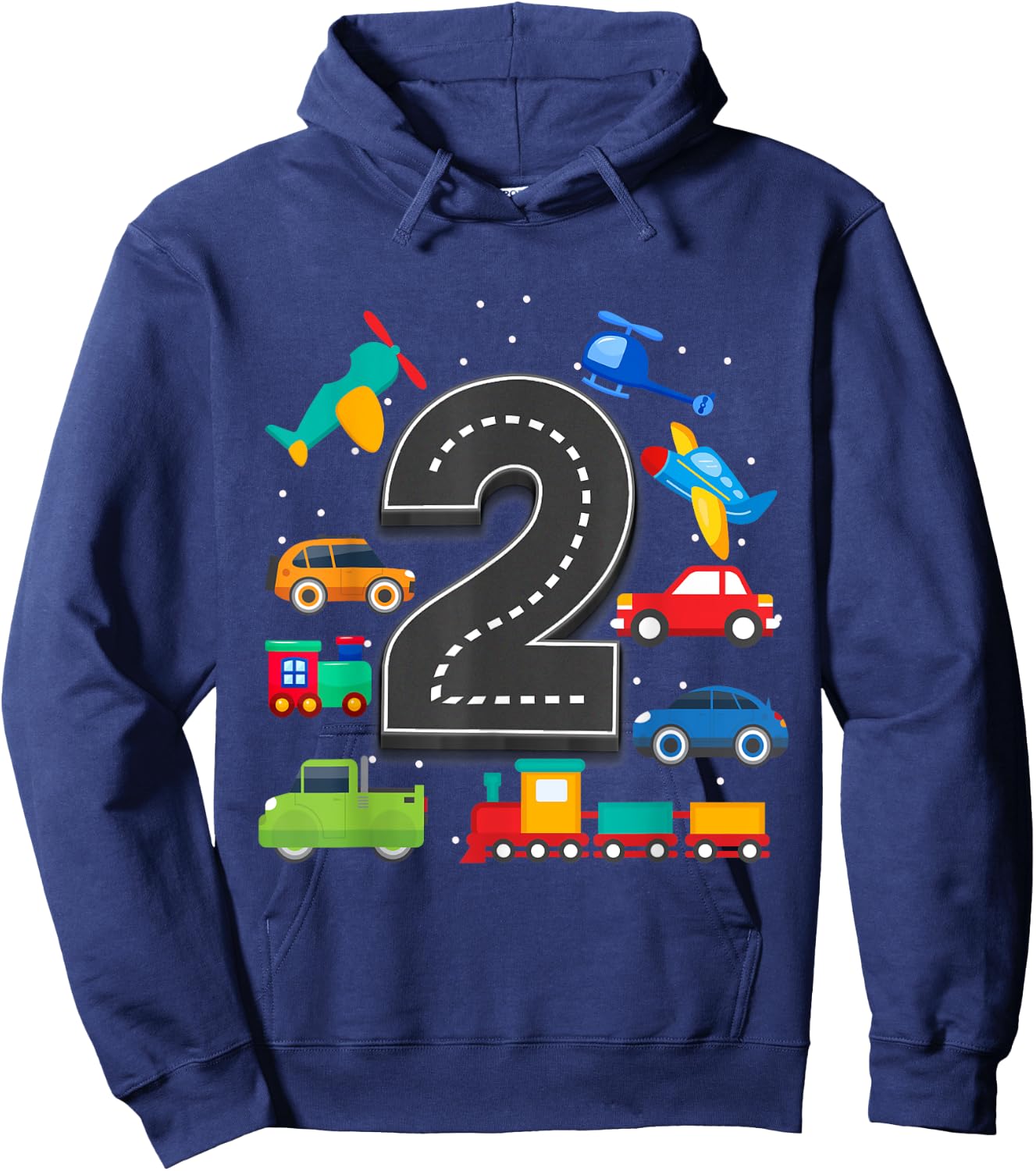 2 Year Old Transportation Birthday Boy 2nd Toddler Truck Car Hoodie - Hoodie | Navy