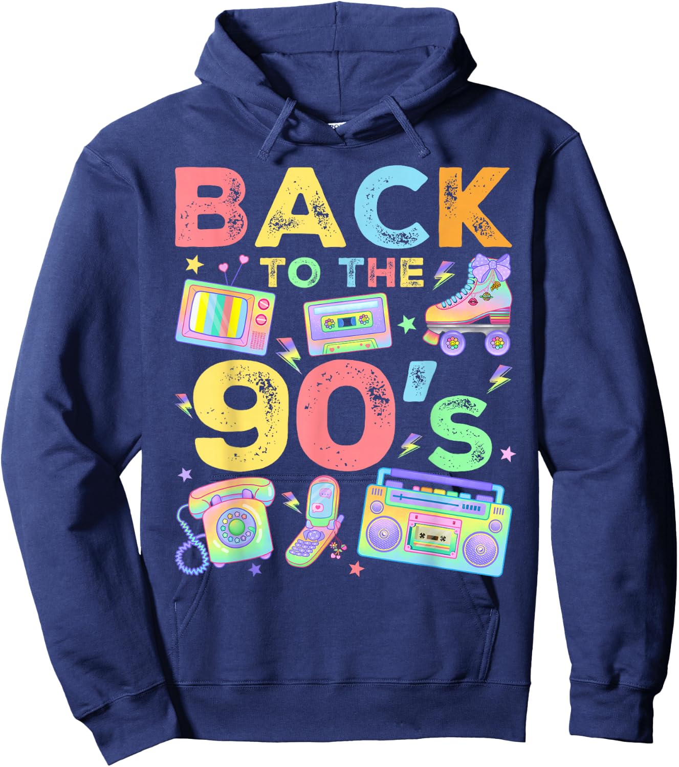 Back To 90's 1990s Vintage Style Nineties Retro Party Hoodie - Hoodie | Navy
