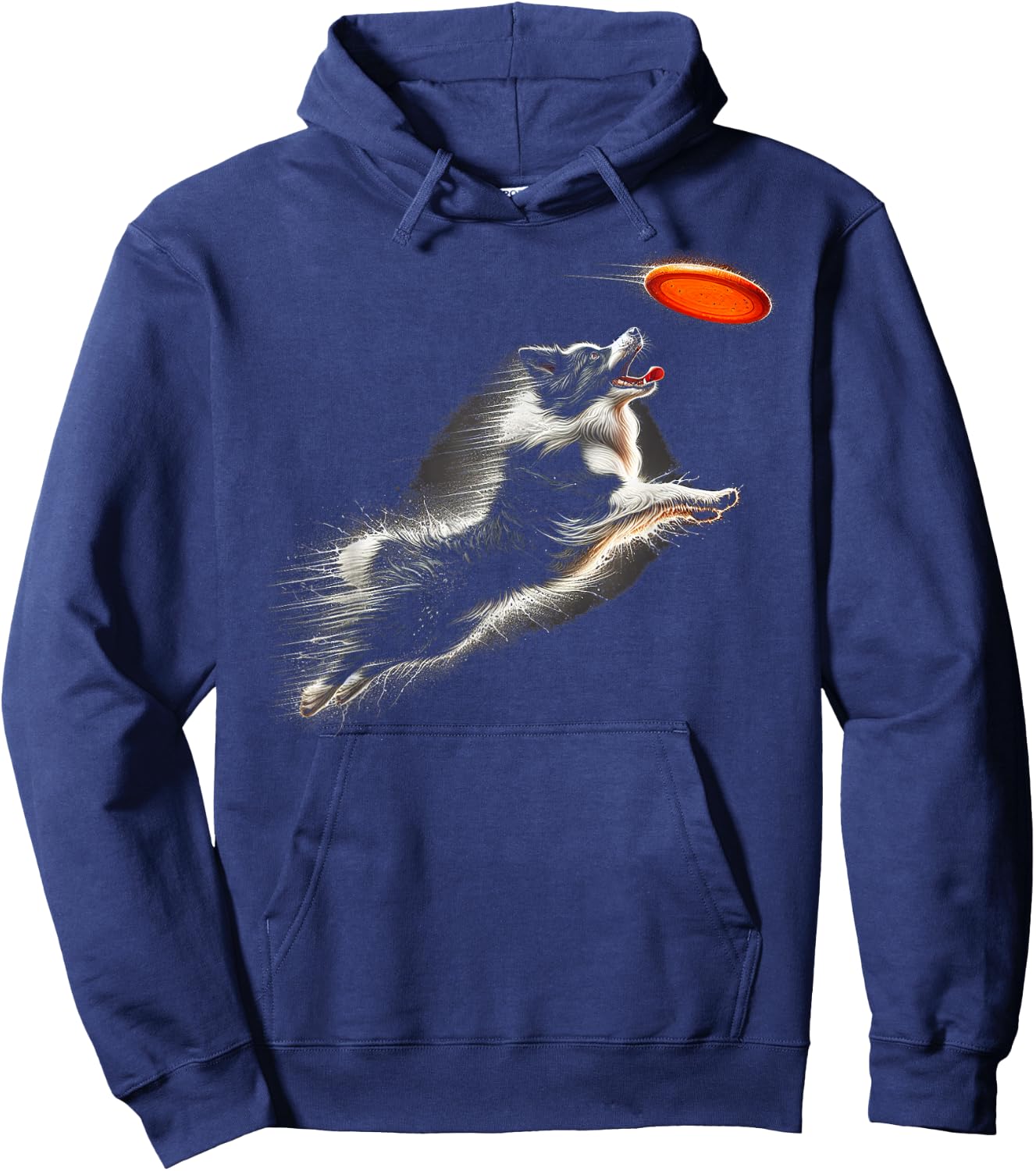 Border Collie Catching Frisbee Graphic Design Hoodie - Hoodie | Navy