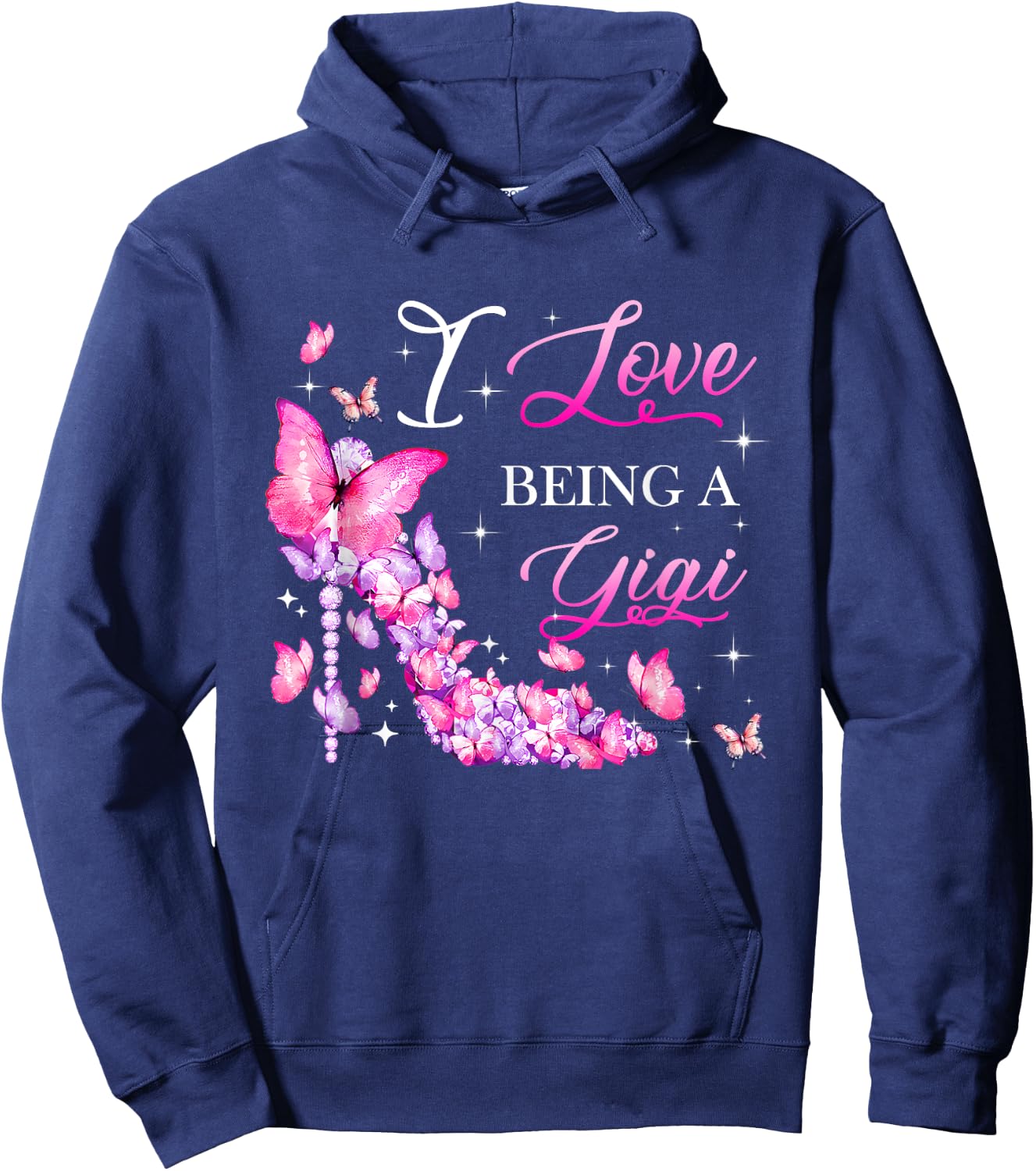 I Love Being A Gigi High Heel Butterfly Grandma Women Hoodie - Hoodie | Navy