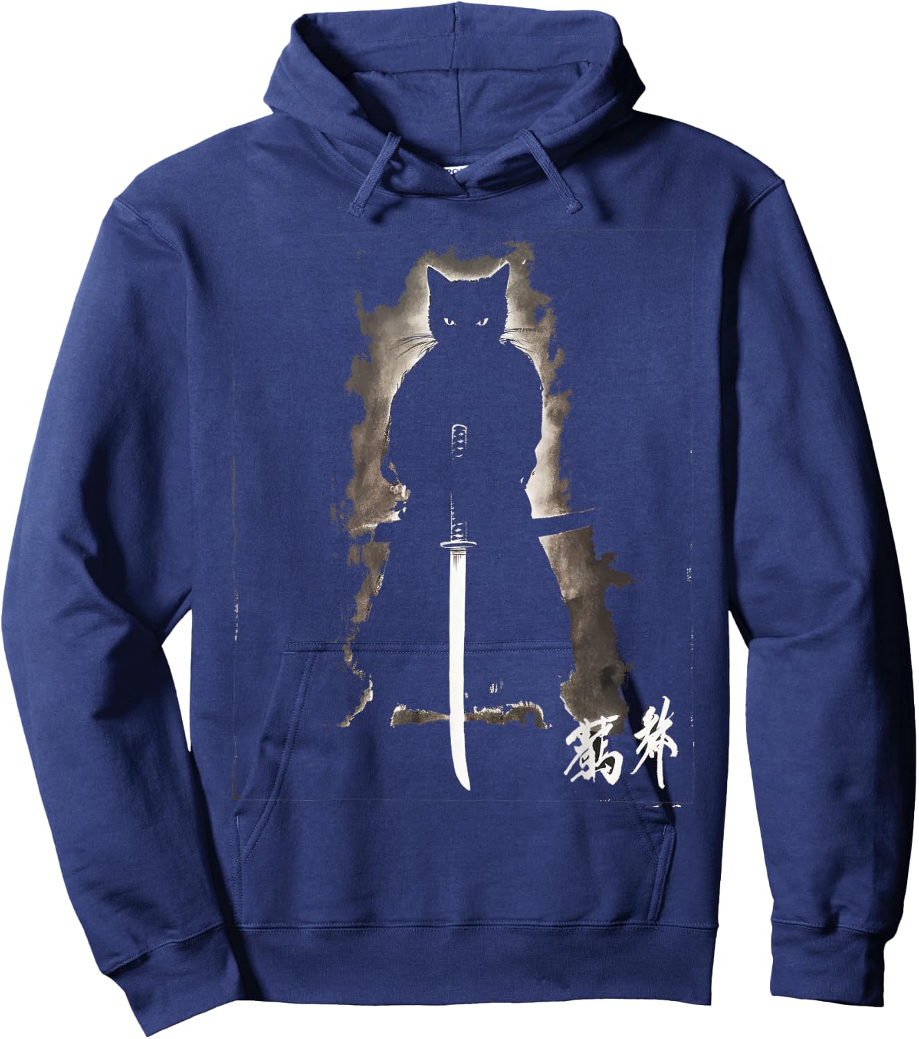 Vintage Samurai Cat Graphic Art Japanese Ukiyo-e Men Women Kids Hoodie - Hoodie | Navy