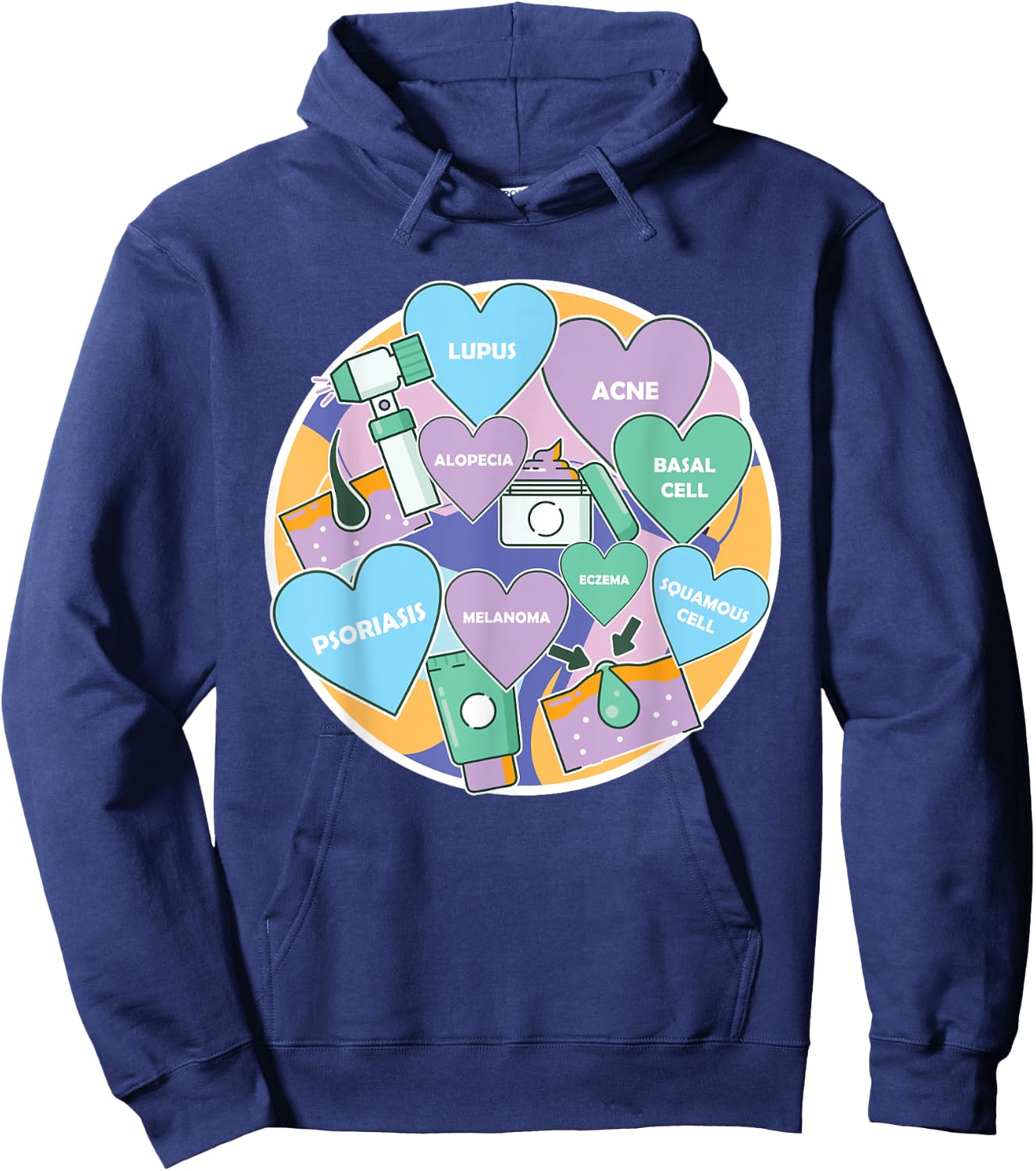 Dermatologist Team Love Dermatology Profession Skin Doctor Hoodie - Hoodie | Navy