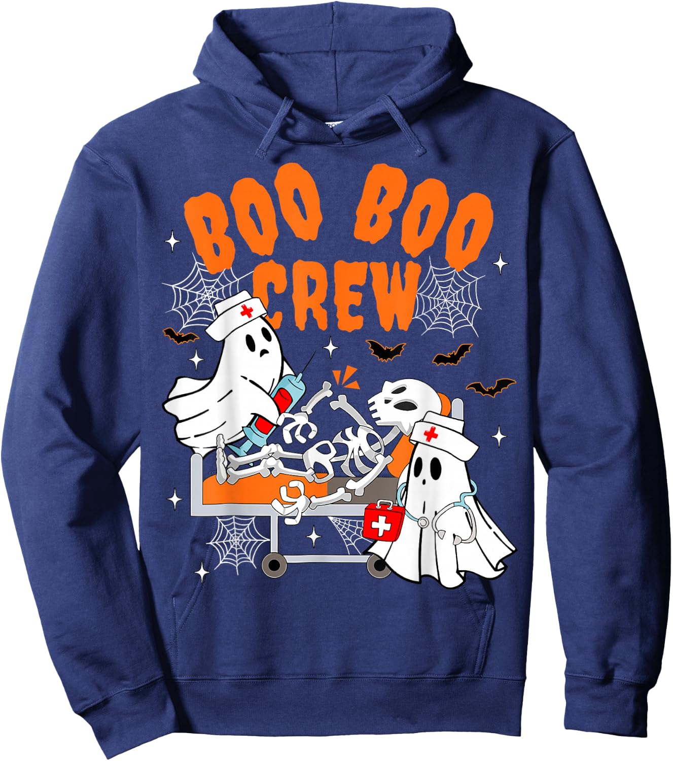 Boo Boo Crew Halloween Ghost Nurse Pediatric Nurse OR Nurse Hoodie - Hoodie | Navy