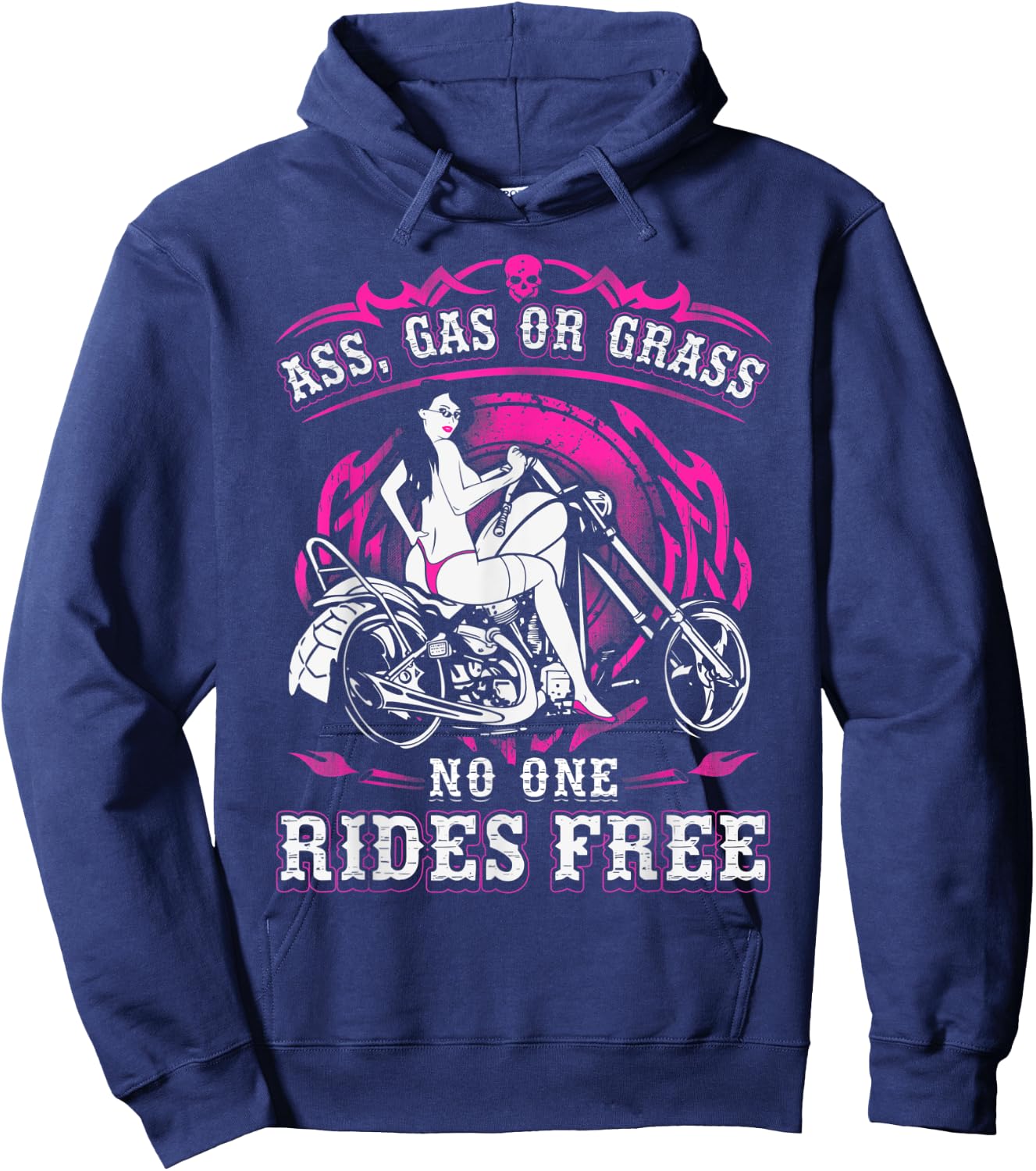Ass Gas Or Grass No One Rides Free Motorcycle Gift Biker Hoodie - Hoodie | Navy
