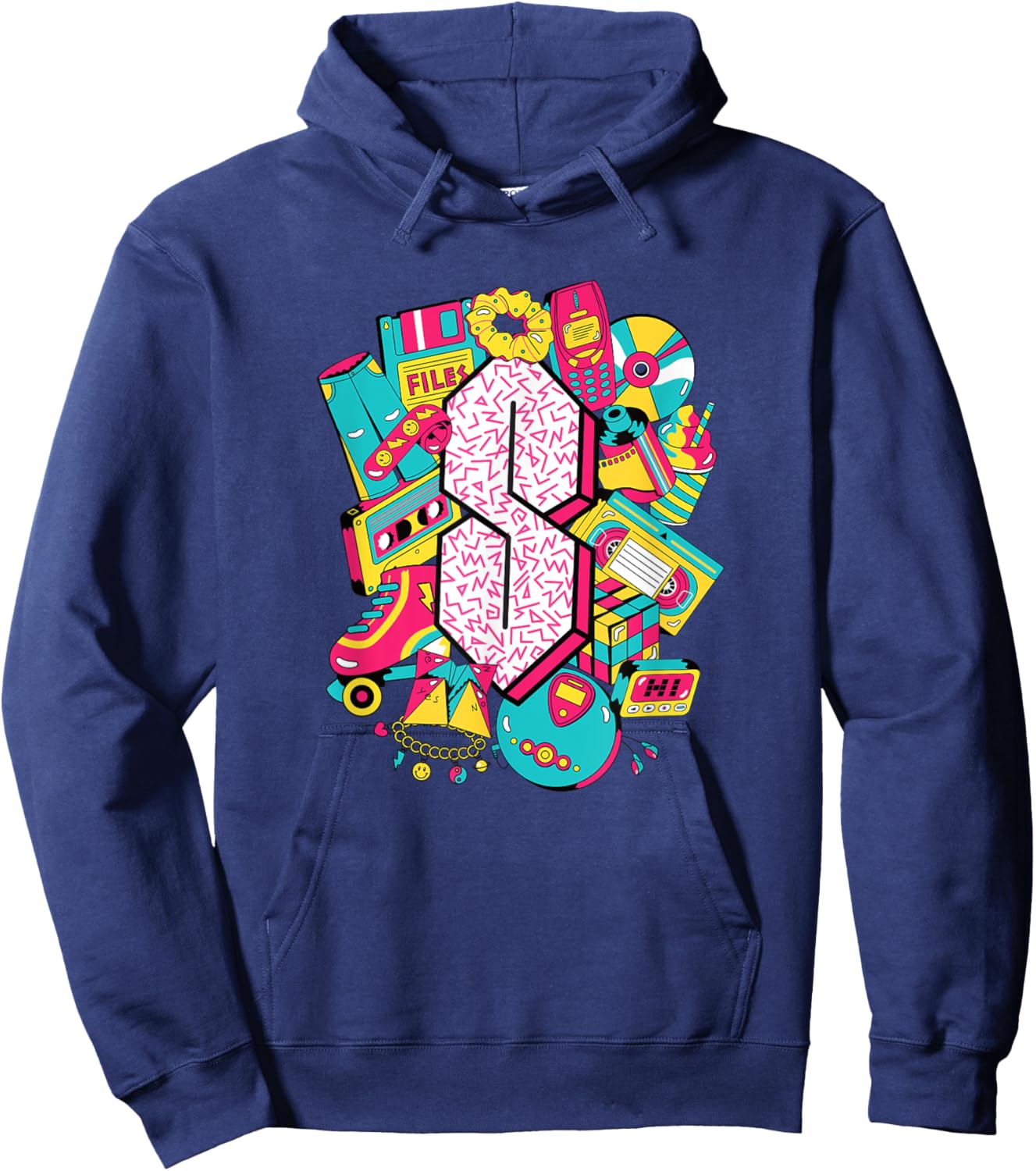 Vintage 1990 Pop Culture 90's Nostalgia Hoodie - Hoodie | Navy