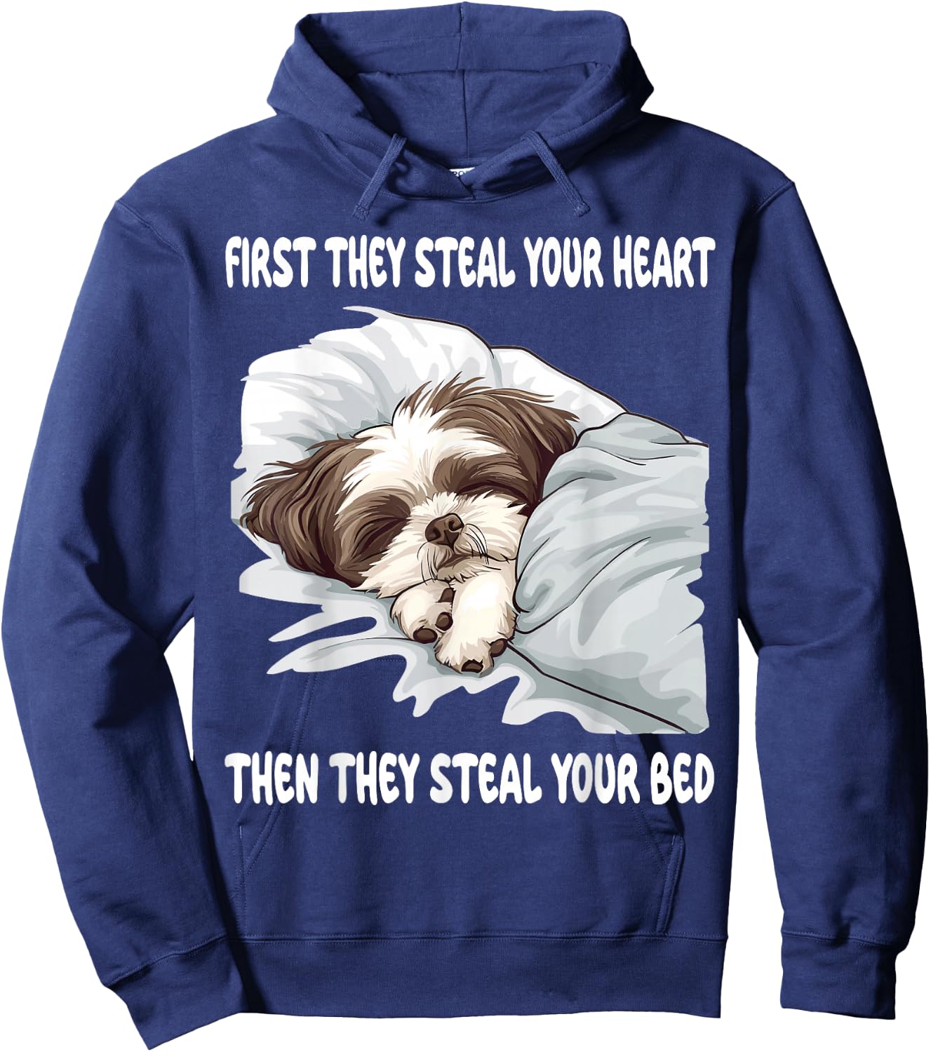 Shih Tzu Sleeping Pajamas Nightgown Hoodie - Hoodie | Navy