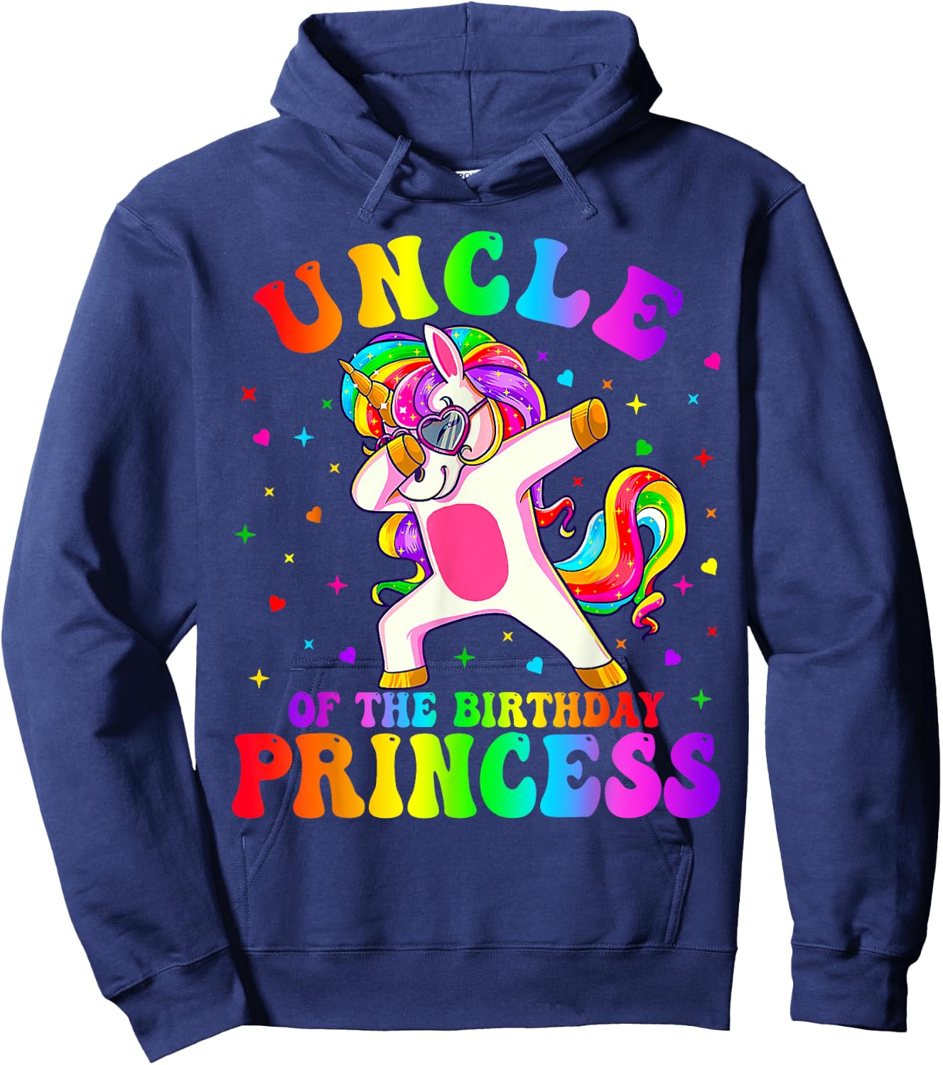 Uncle of the Birthday Princess Girl Dabbing Unicorn Funny Hoodie - Hoodie | Navy