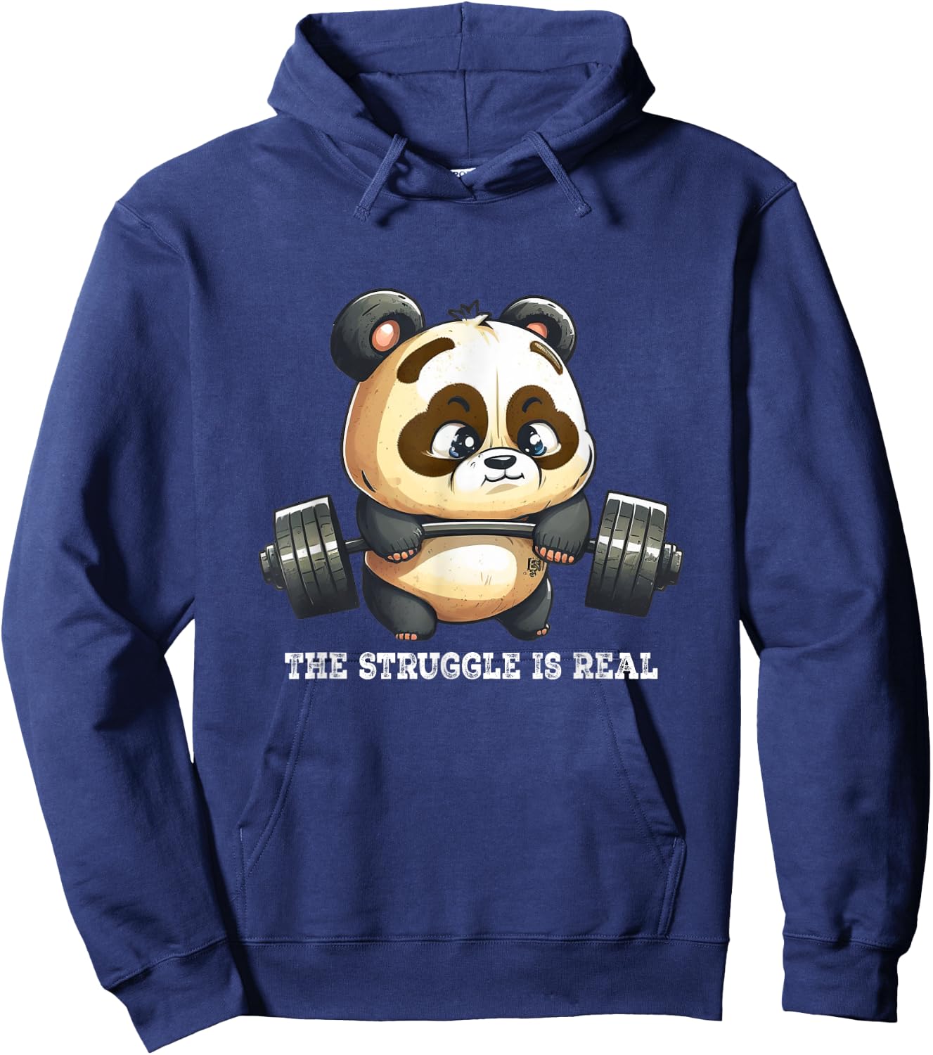 Panda The Struggle Is Real Weightlifting Fitness Gym Funny Hoodie - Hoodie | Navy