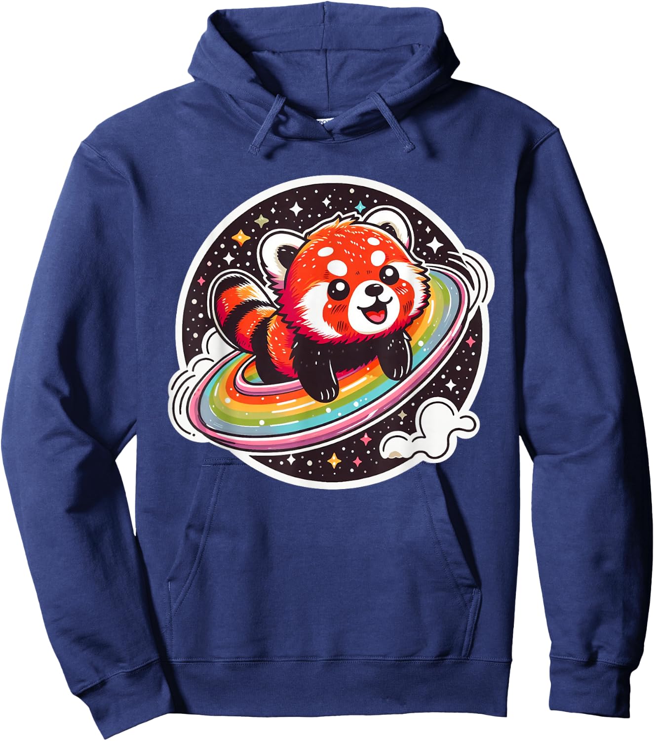 Cute Red Panda in Space Cartoon Style Funny and Colourful Hoodie - Hoodie | Navy