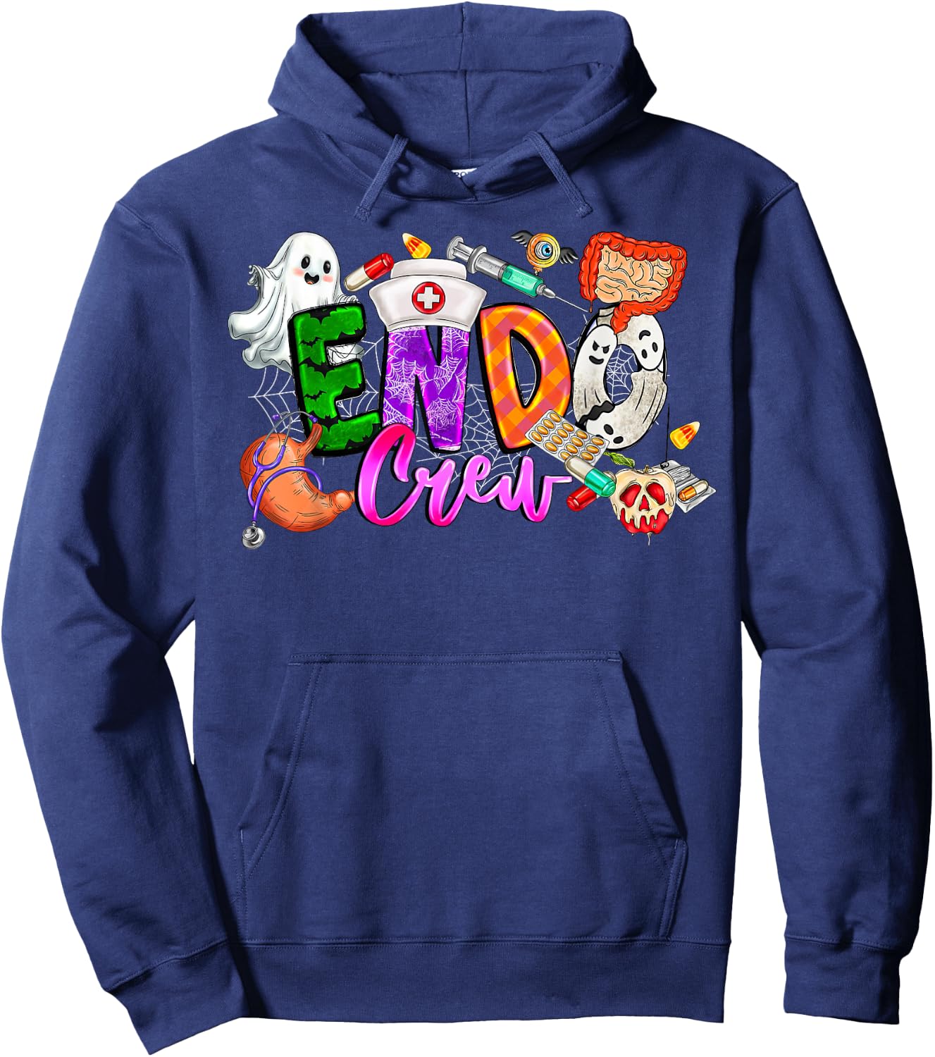 Retro Endo Crew Endoscopy Endo Nurse Tech Squad Halloween Hoodie - Hoodie | Navy