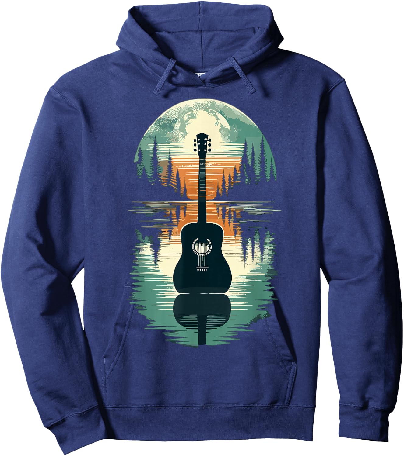 Guitar Lake Shadow Guitar Musician Hoodie - Hoodie | Navy