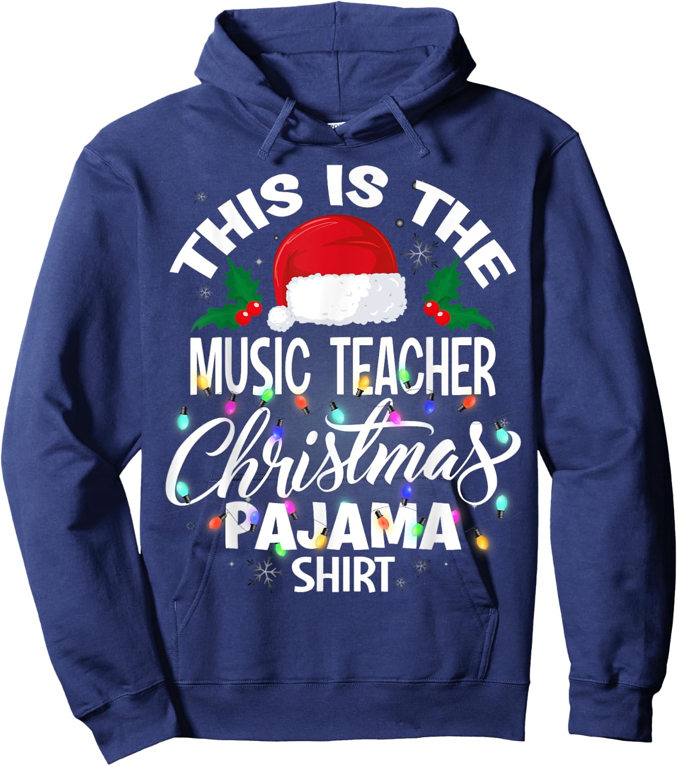 This Is The Music Teacher Christmas Pajama Shirt Hoodie - Hoodie | Navy