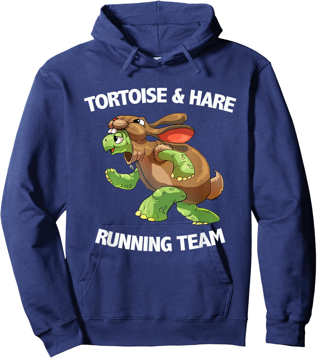 Tortoise & Hare Running Team T Shirt Hoodie - Hoodie | Navy