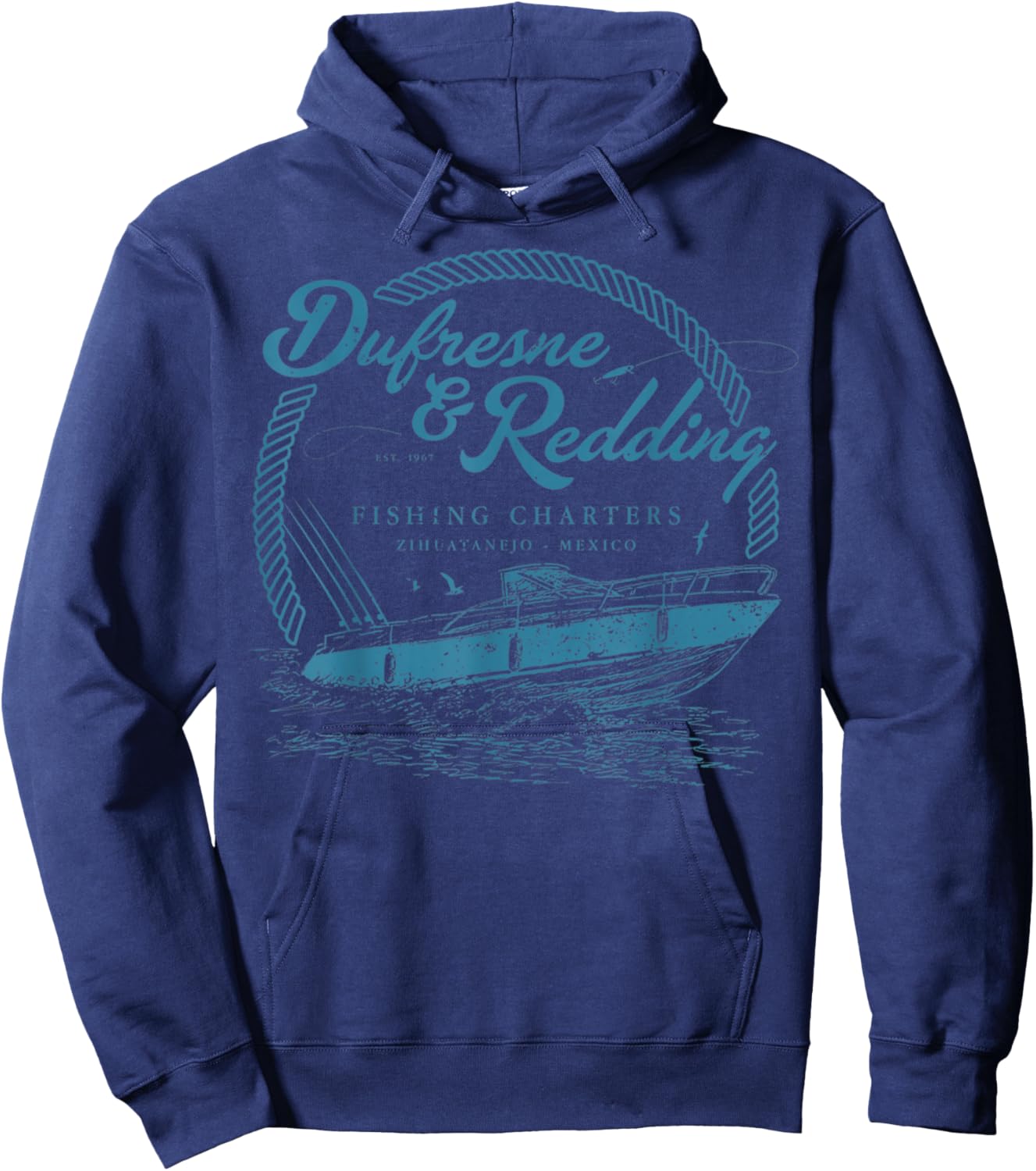 Retro Vintage Dufresne and Redding Fishing Charters Lover Hoodie - Hoodie | Navy