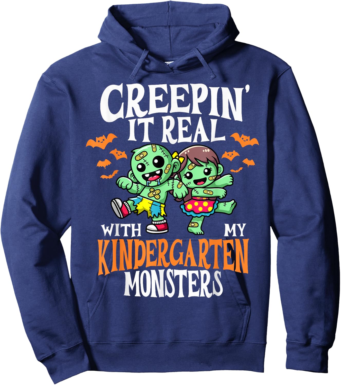 Creepin It Real Monster PreK Kindergarten Teacher Halloween Hoodie - Hoodie | Navy