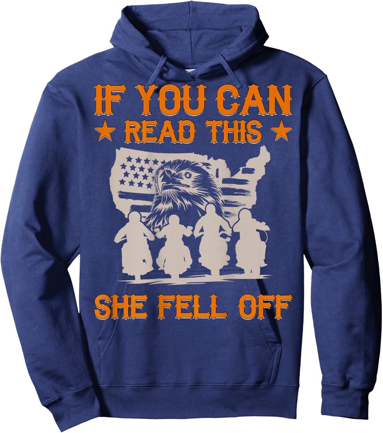 Funny If You Can Read This She Fell Off Biker Motorcycle Hoodie - Hoodie | Navy