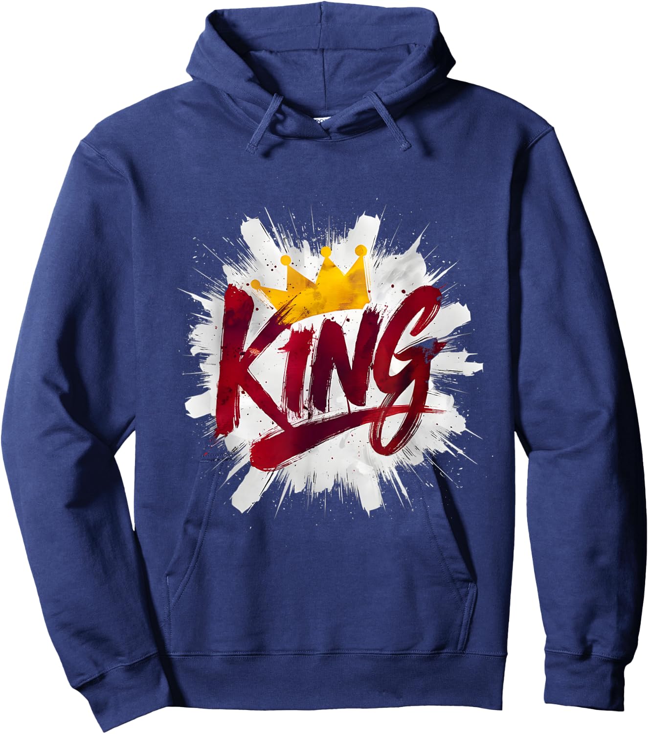 King with a Crown in Red and White Hoodie - Hoodie | Navy