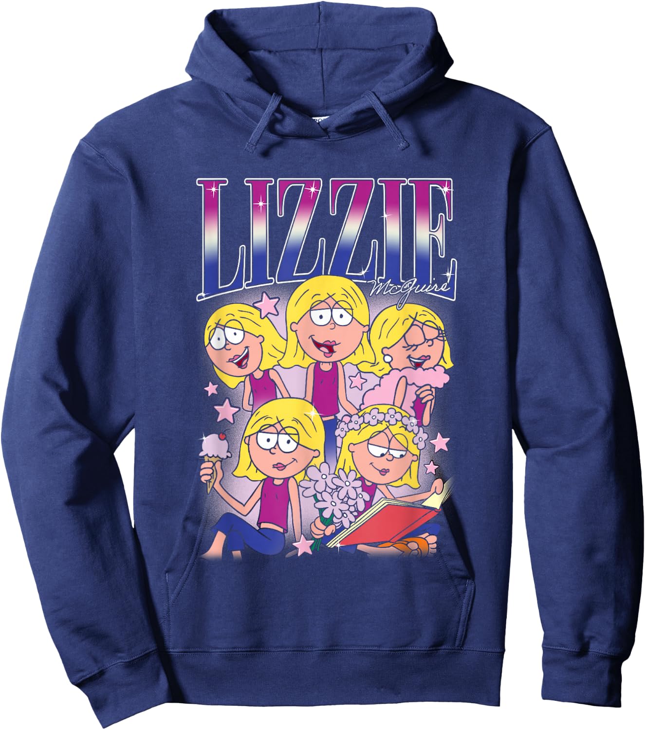Disney Lizzy McGuire Lizzie 90s Style Collage Big Chest Logo Hoodie - Hoodie | Navy