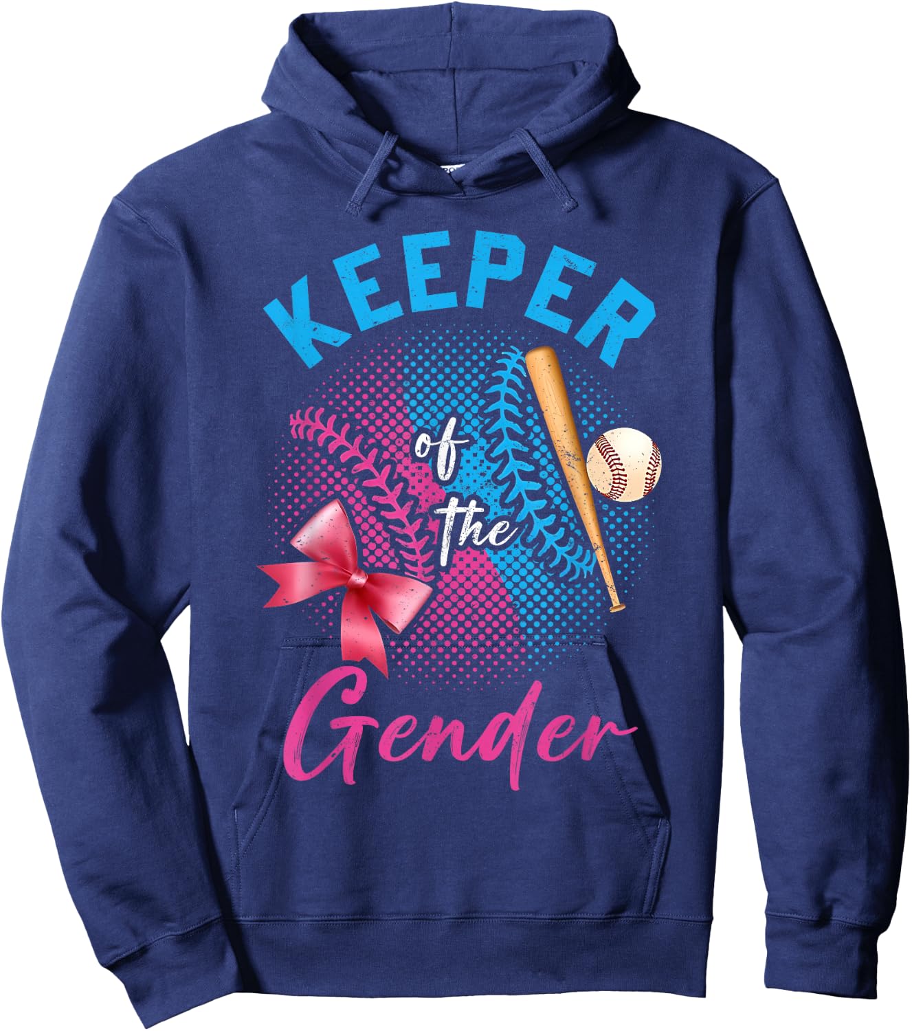 Keeper Of The Gender Baseball or Bows Gender Reveal Party Hoodie - Hoodie | Navy