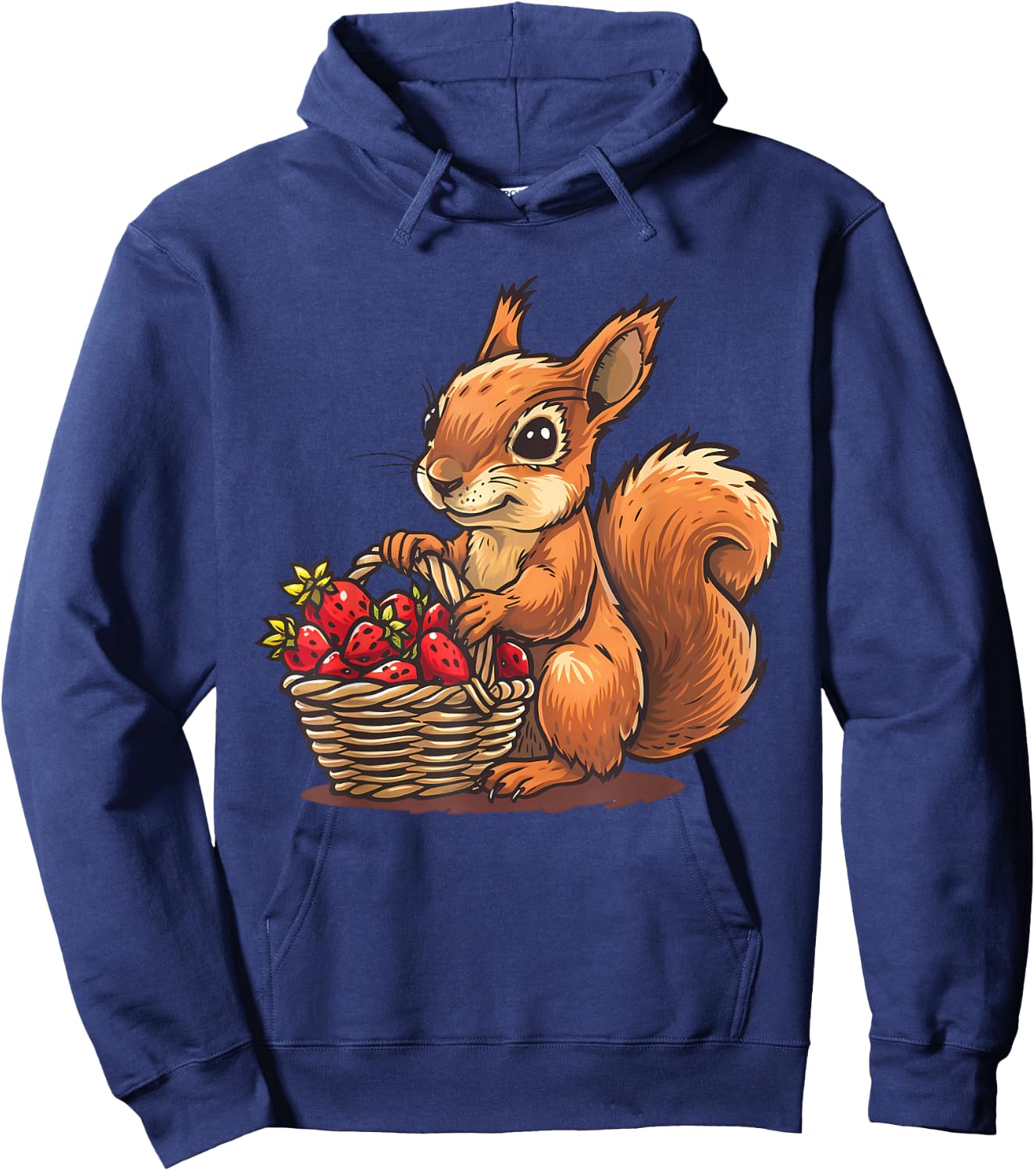 Strawberry Squirrel Wildlife Cute Squirrel Animal Art Motif Hoodie - Hoodie | Navy