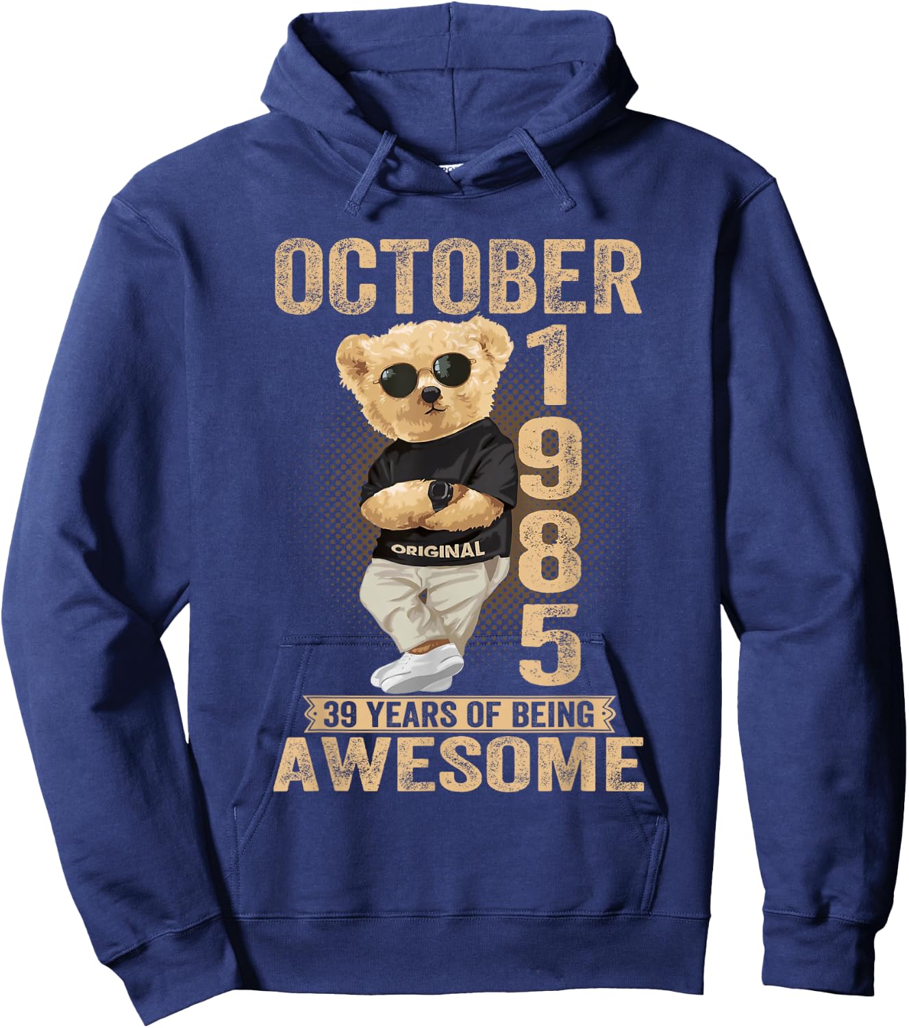 October 39th Birthday Men Women 1985 Awesome Teddy Bear Hoodie - Hoodie | Navy