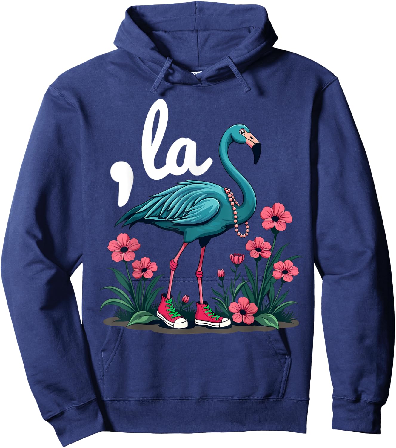 Retro Flamingo Chucks And Pearls Comma La Kamala Harris 2024 Hoodie - Hoodie | Navy