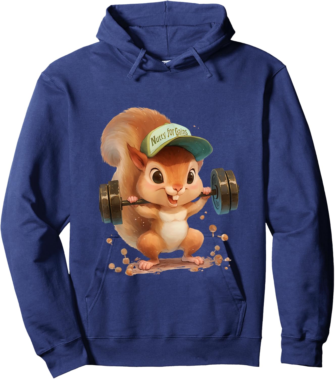 Nutty for Gains Fitness Squirrel Workout Gym Art Hoodie - Hoodie | Navy