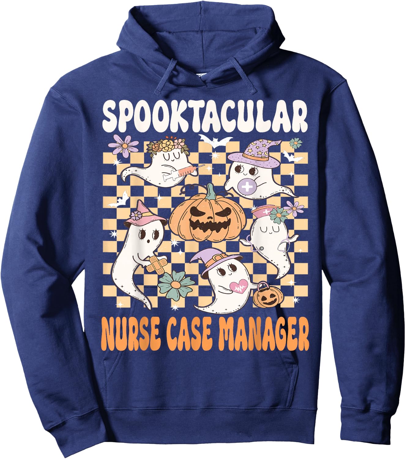 Nurse Case Manager Halloween Spooktacular Nurse Cute Ghost Hoodie - Hoodie | Navy
