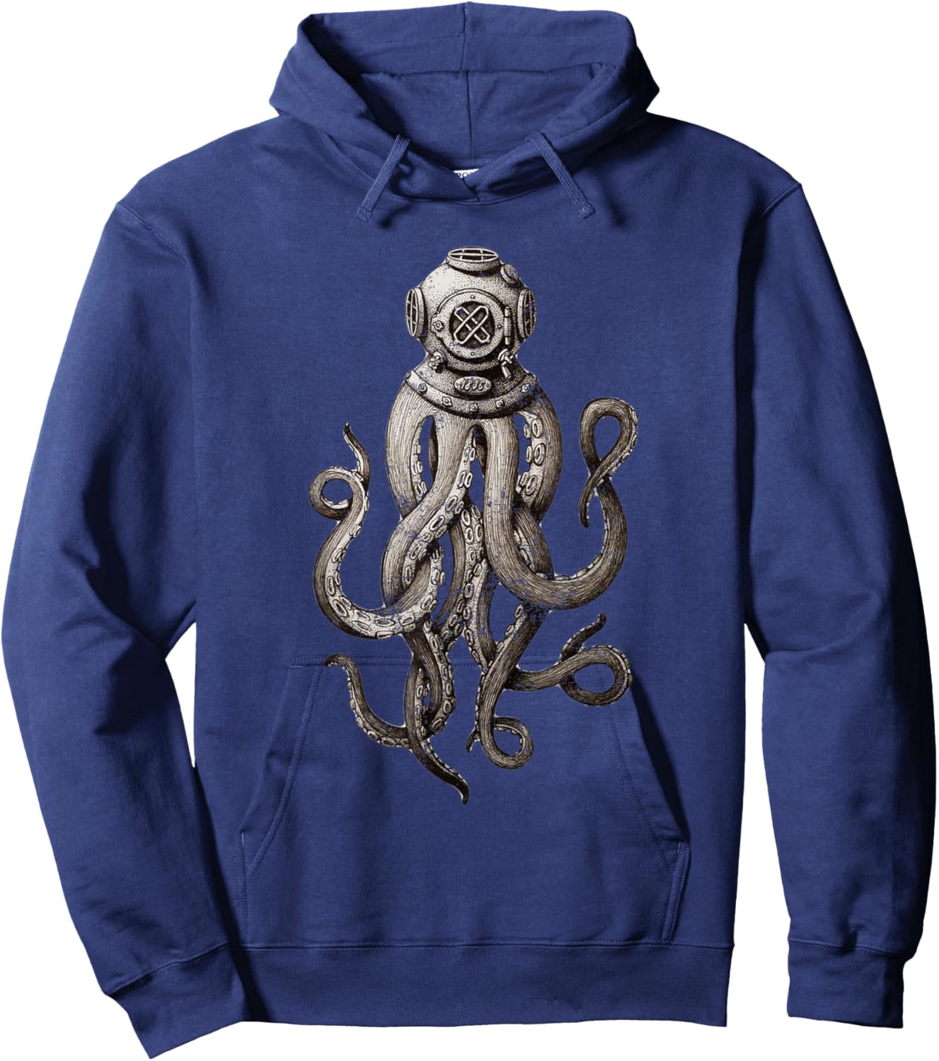 Retro Scuba Diver Weird Octopus Design, Octopus Helmet Hoodie - Hoodie | Navy