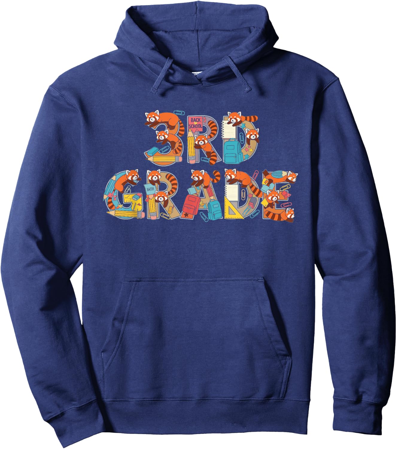 Funny Red Panda Third Grade Back to School Kids Boys Girls Hoodie - Hoodie | Navy