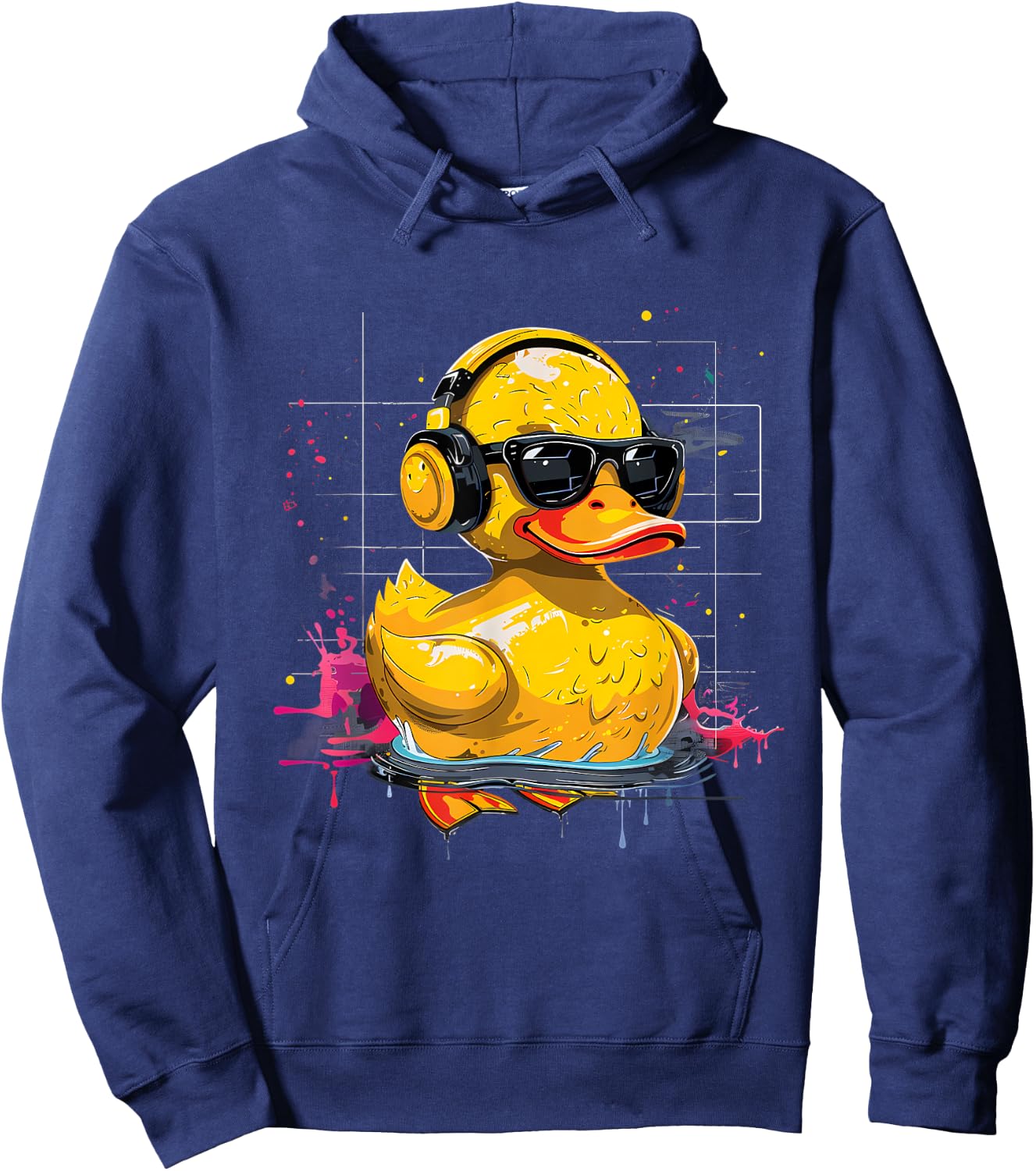 Rubber Duck Music Headphones Rubber Duckie Watercolor Hoodie - Hoodie | Navy