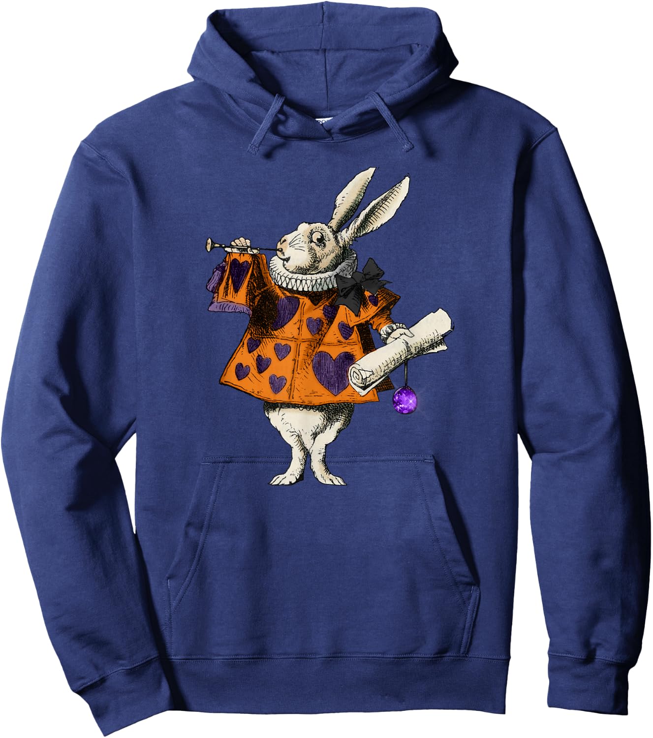 Alice In Wonderland White Rabbit Heart Card Trumpet Costume Hoodie - Hoodie | Navy